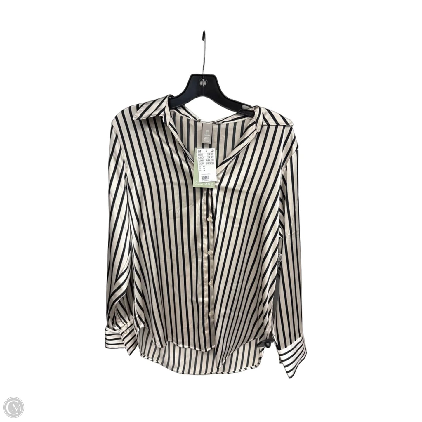 Top Long Sleeve By H&m In Striped Pattern, Size: M