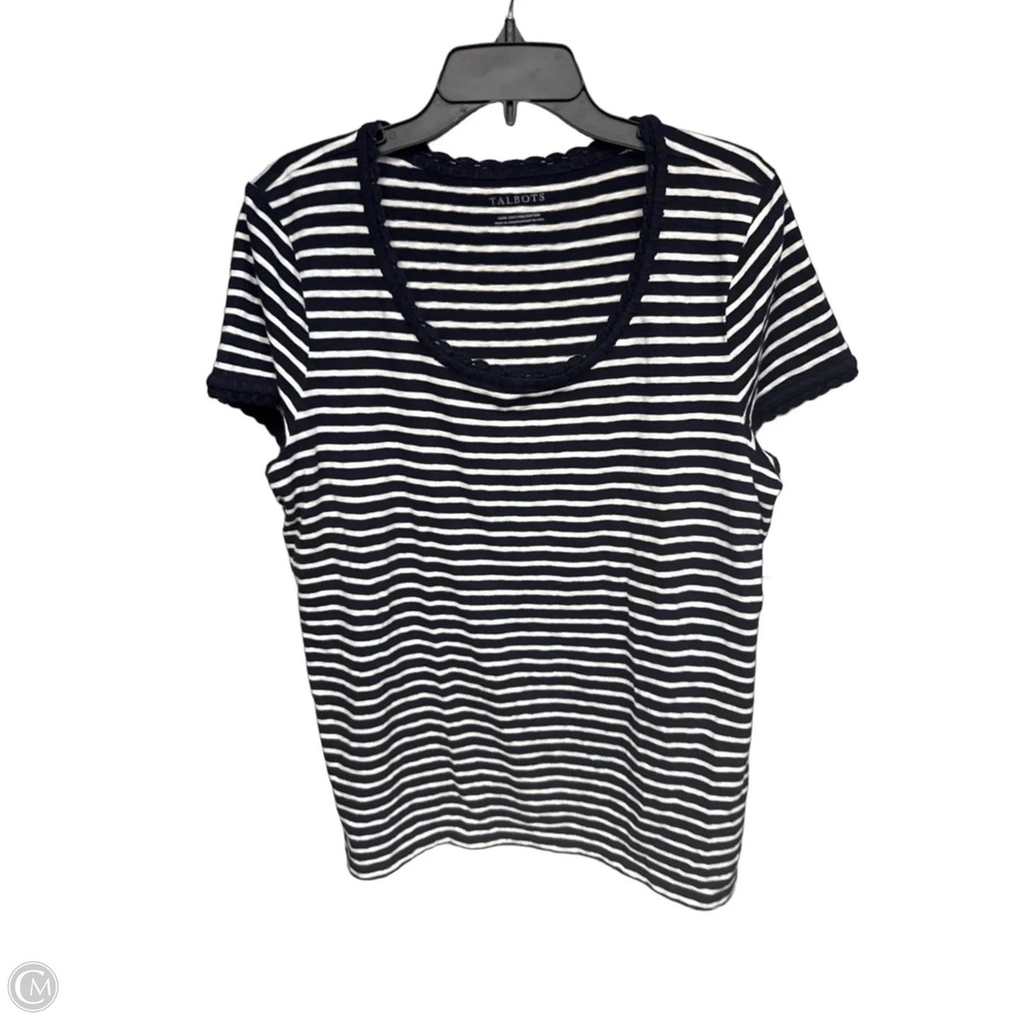 Top Short Sleeve By Talbots In Striped Pattern, Size: L