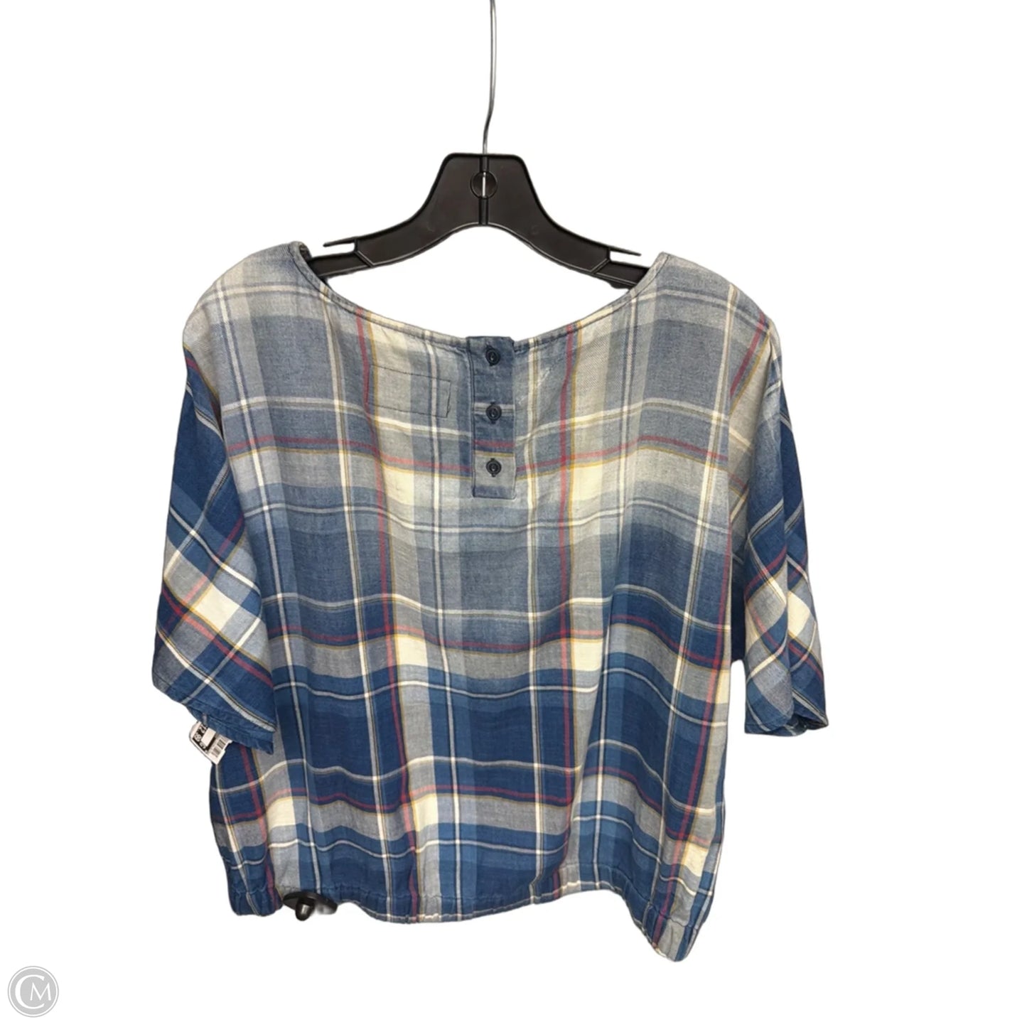 Top Short Sleeve By Current/elliott In Plaid Pattern, Size: S