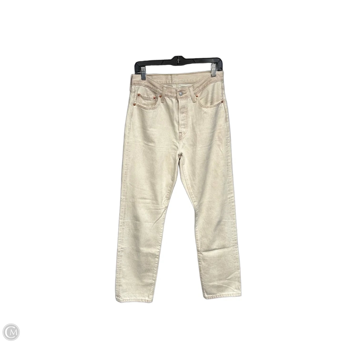 Jeans Straight By Levis In Cream Denim, Size: 28