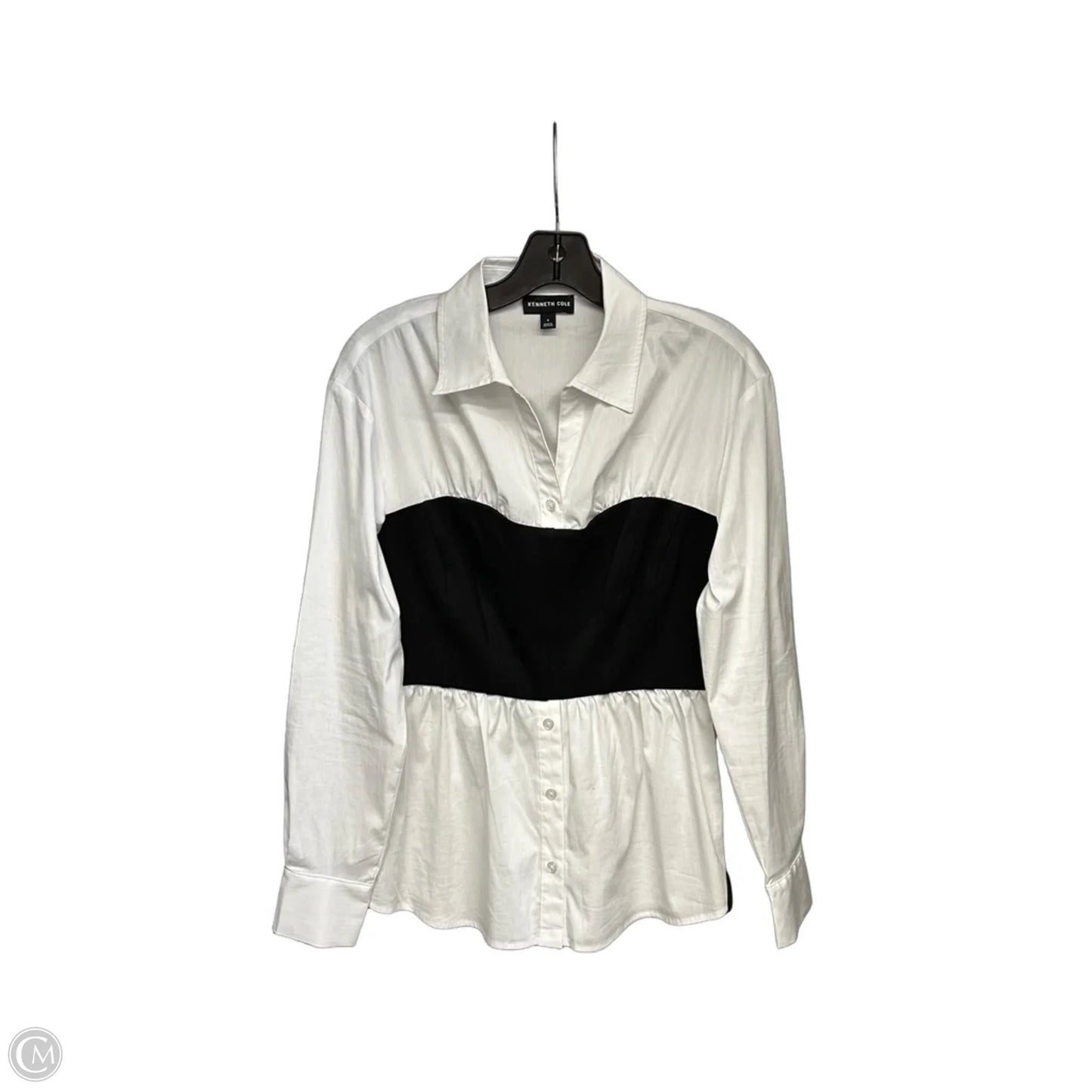 Top Long Sleeve By Kenneth Cole In Black & White, Size: S