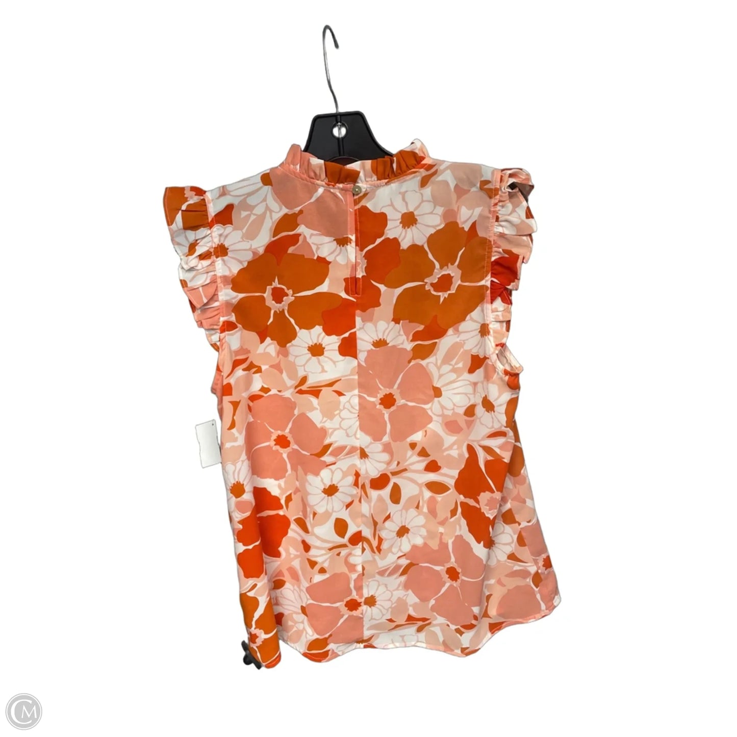 Top Sleeveless By Staccato In Orange & White, Size: M