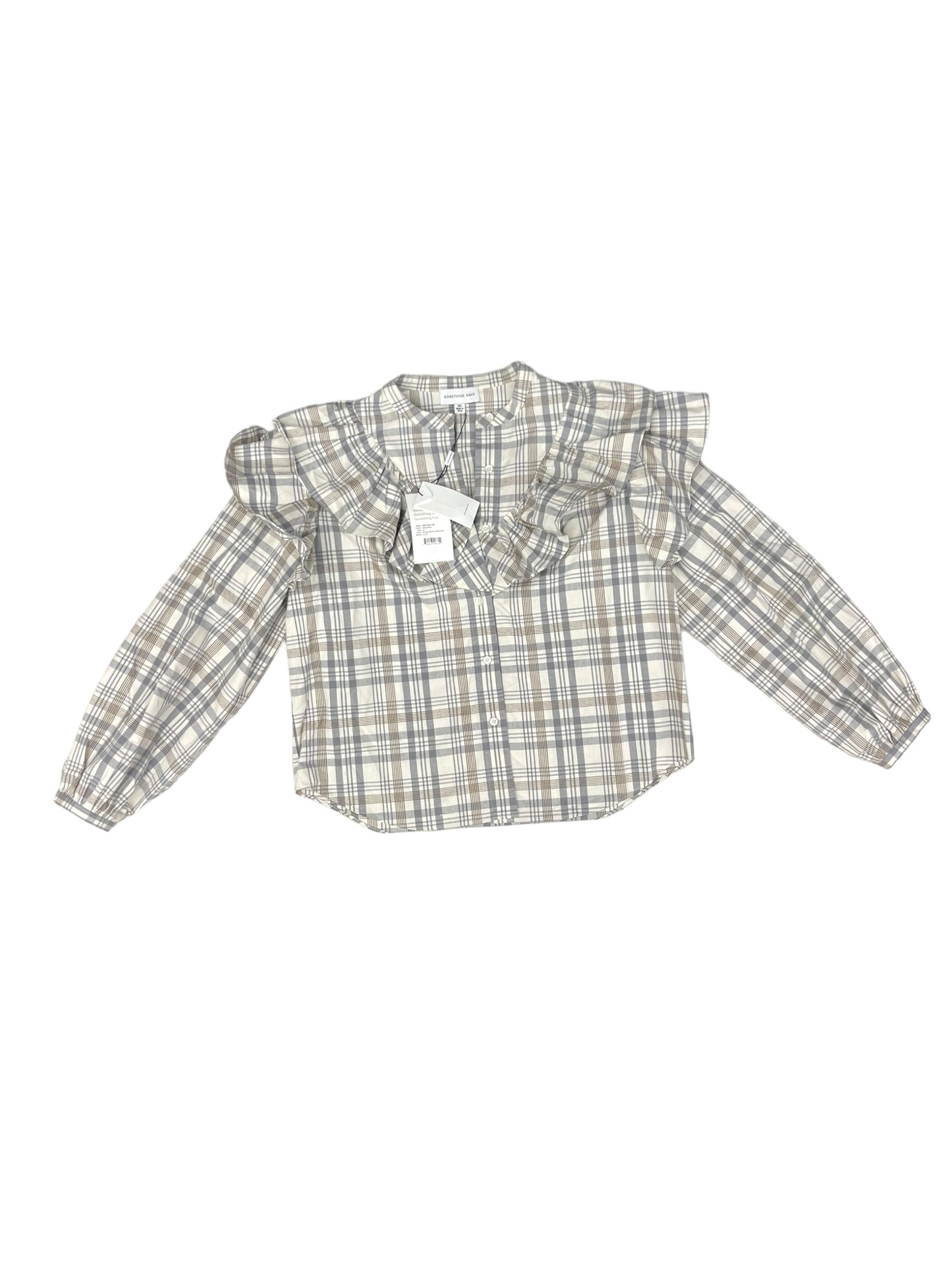 Top Long Sleeve By Something Navy In Polkadot Pattern, Size: Xs