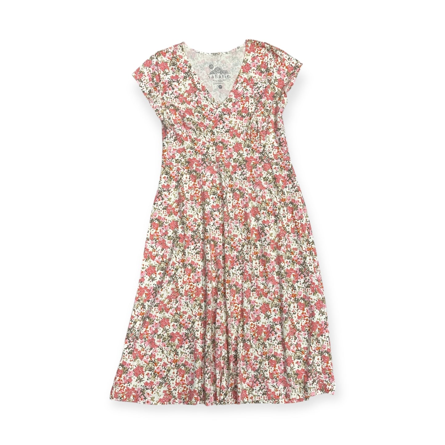 Dress Casual Midi By Clothes Mentor In Pink & White, Size: Petite M