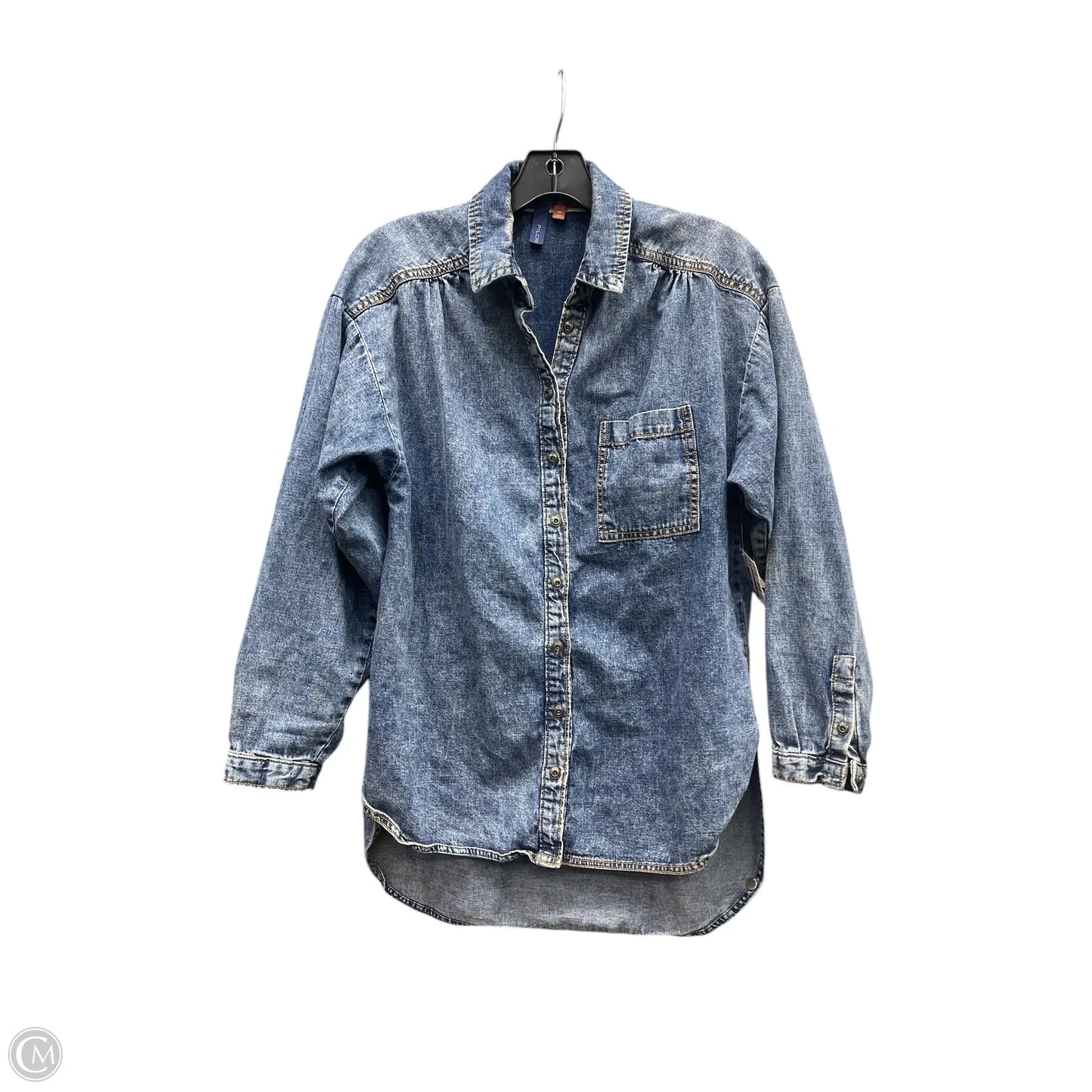 Top Long Sleeve By Pilcro In Blue Denim, Size: Xs