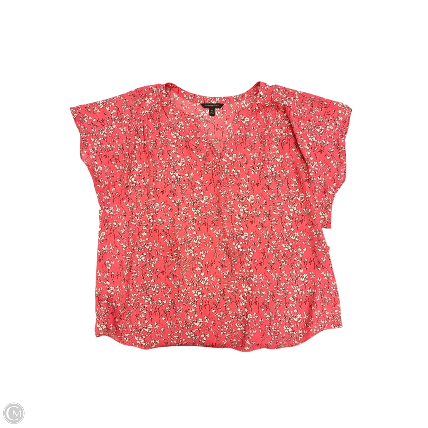 Top Short Sleeve By Banana Republic In Pink & White, Size: Xl