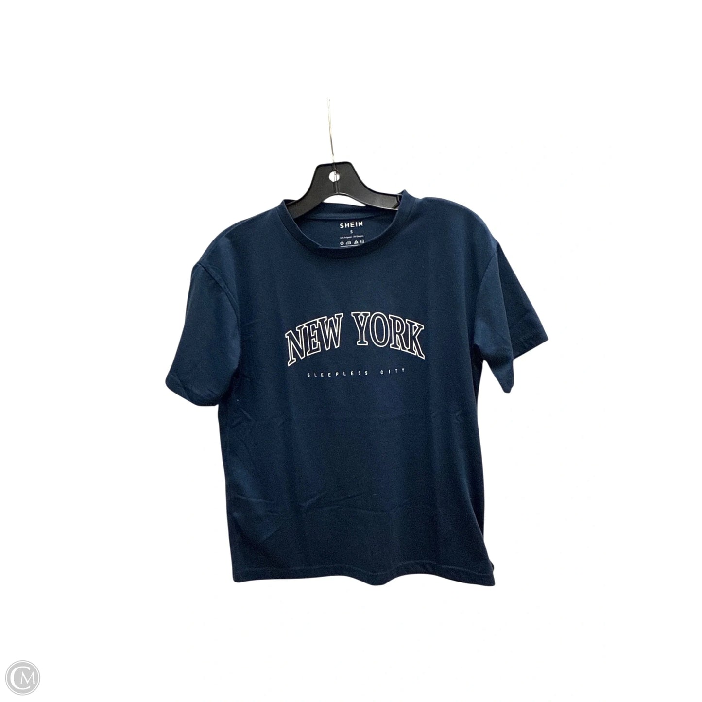 Top Short Sleeve By Shein In Navy, Size: S