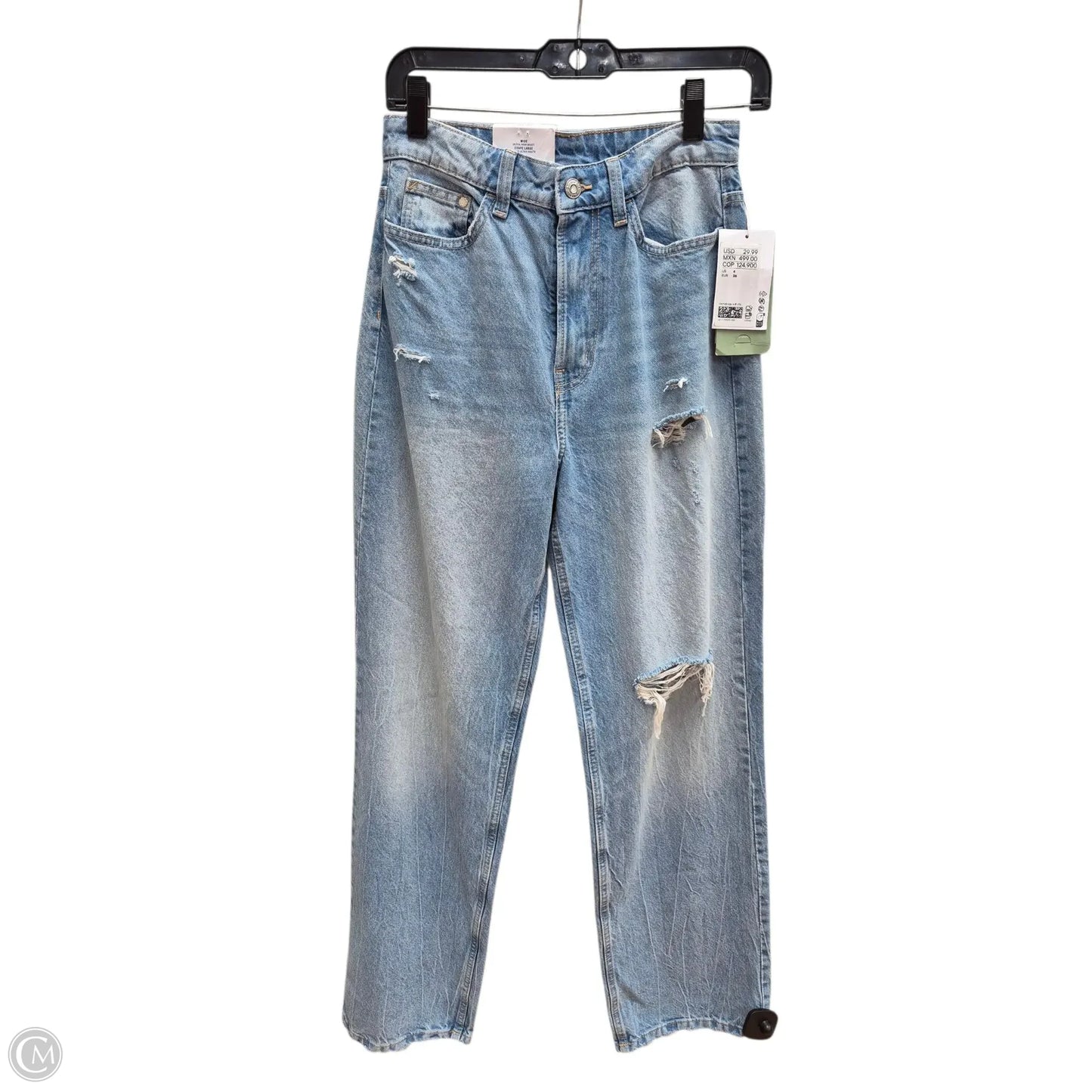 Jeans Straight By H&m In Blue Denim, Size: 4