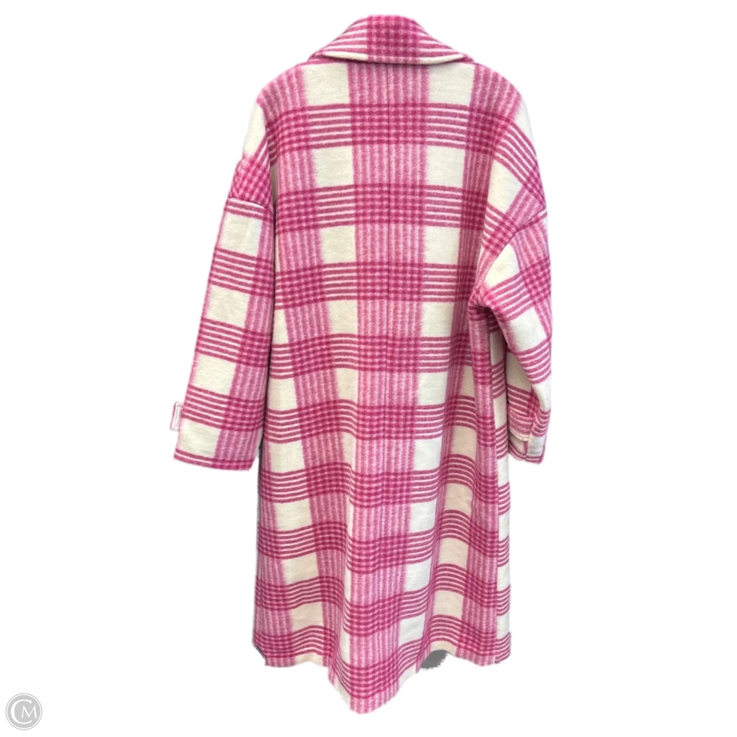 Coat Peacoat By Boohoo Boutique In Pink & White, Size: S