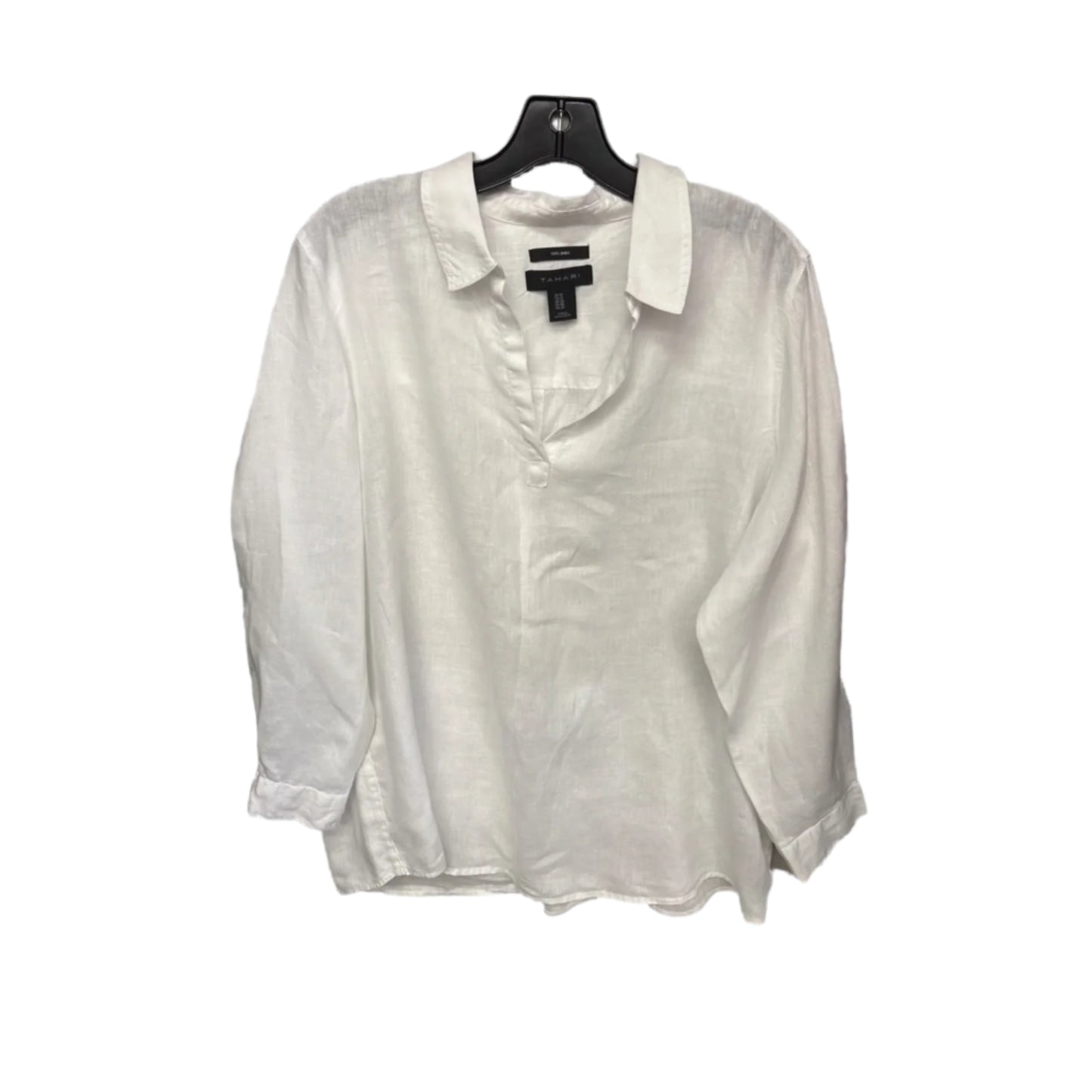 Top Long Sleeve By Tahari By Arthur Levine In White, Size: 1x