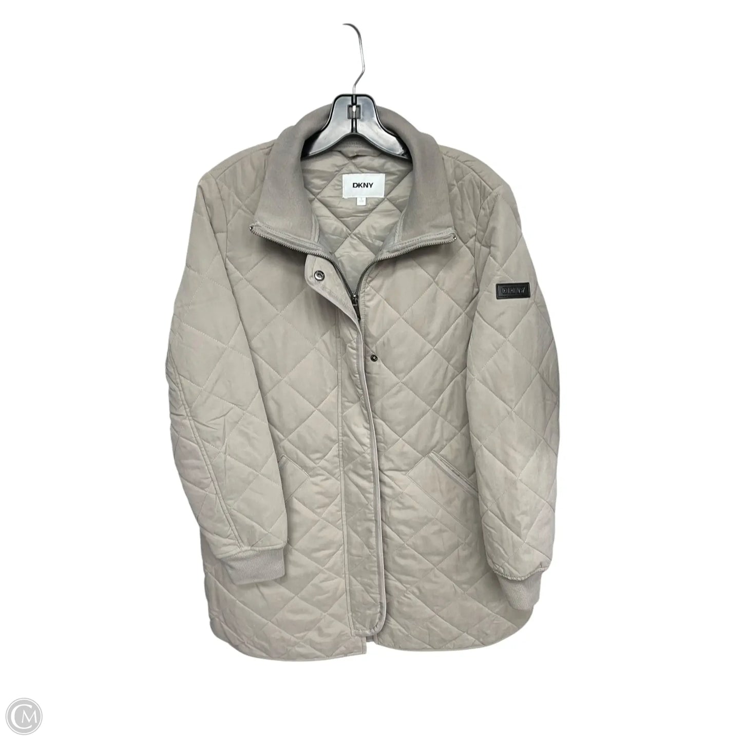 Jacket Puffer & Quilted By Dkny In Grey, Size: S
