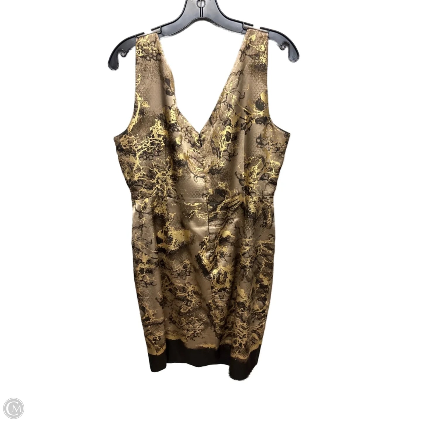 Dress Party Midi By Tahari By Arthur Levine In Brown & Gold, Size: Xl