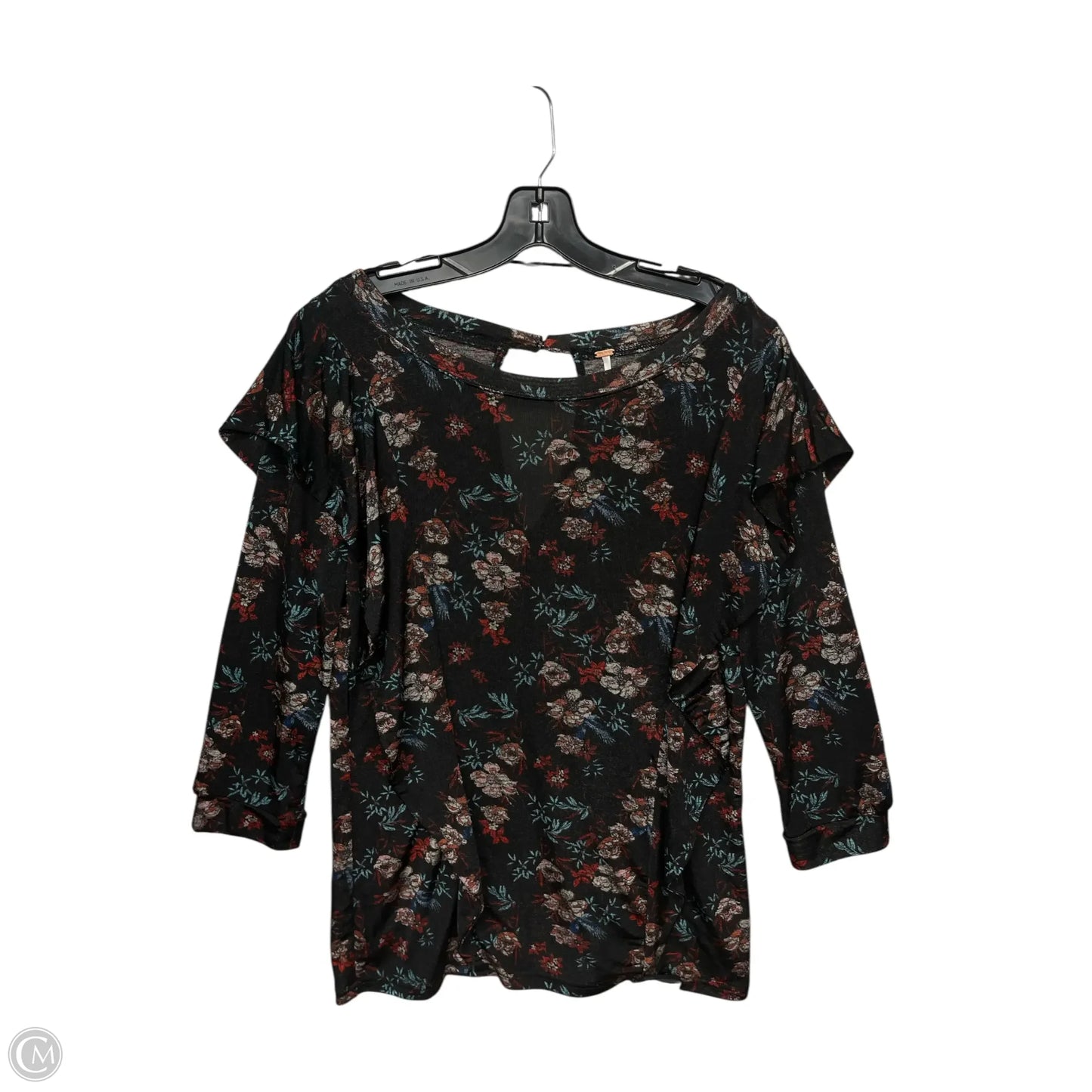 Top 3/4 Sleeve By Free People In Black & Purple, Size: L