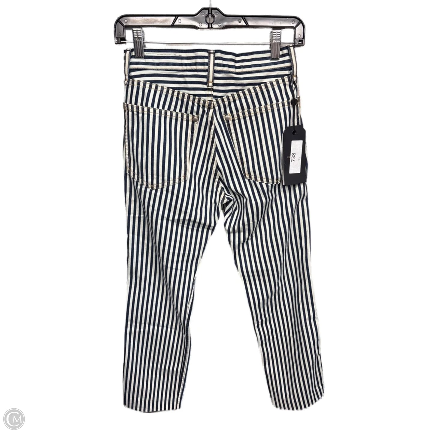 Jeans Straight By Rag & Bones Jeans In Blue & White, Size: 0