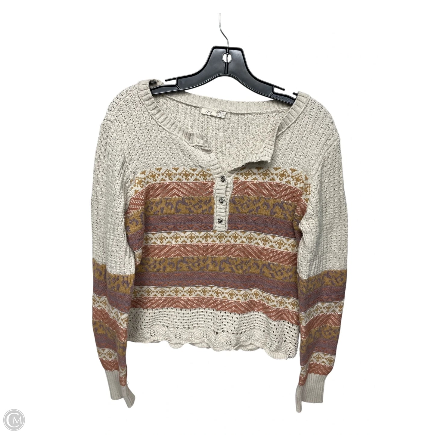 Sweater By Mystree In Cream & Orange, Size: L