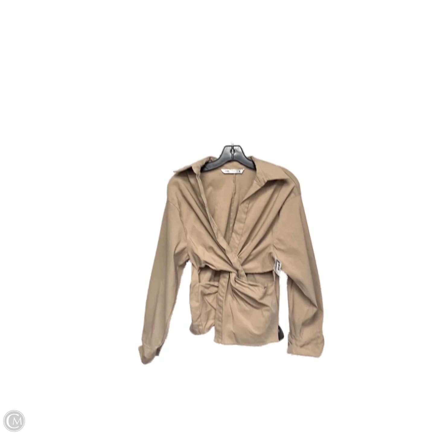 Top Long Sleeve By Zara In Brown, Size: S