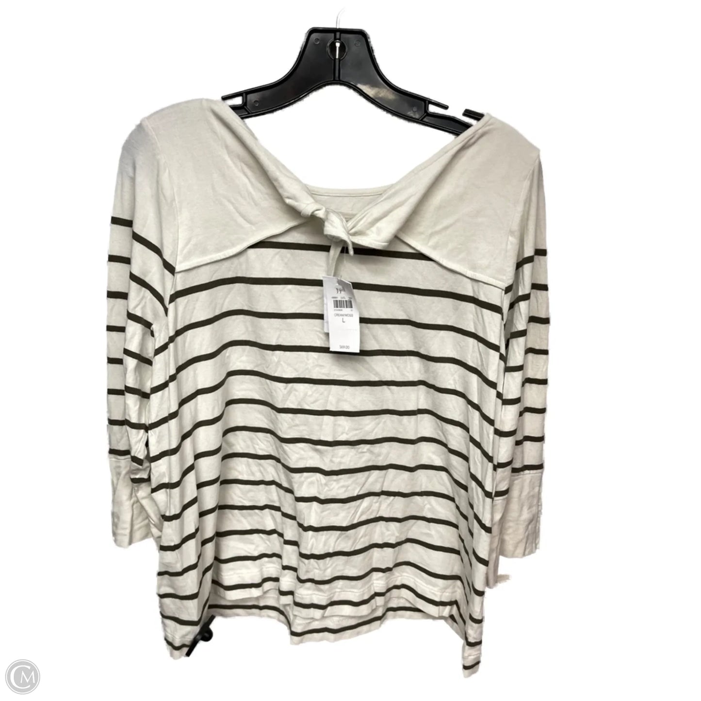 Top Long Sleeve By J. Jill In Green & White, Size: L