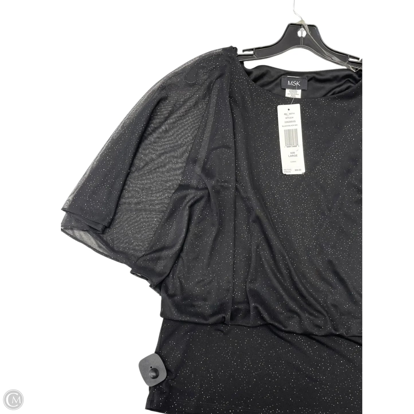 Top Short Sleeve By Msk In Black, Size: L