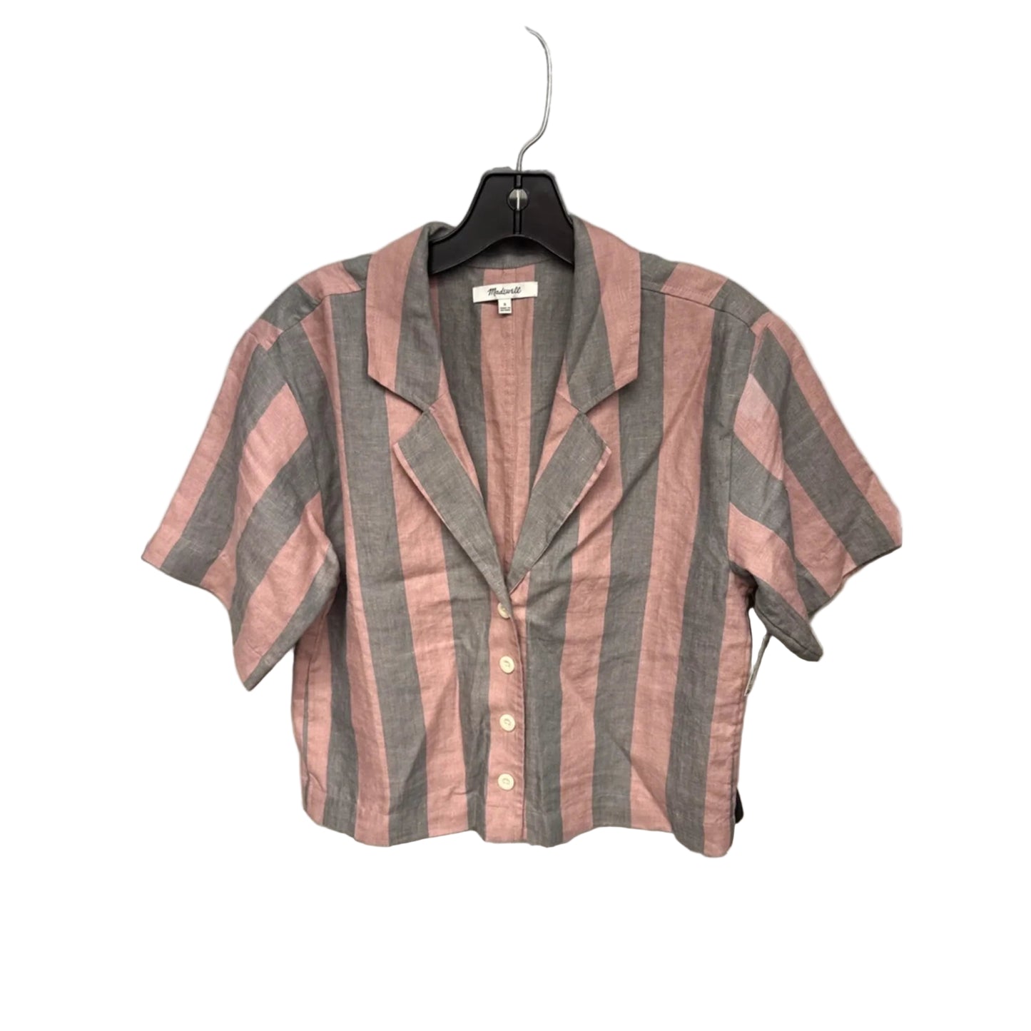Top Short Sleeve By Madewell In Grey & Pink, Size: S