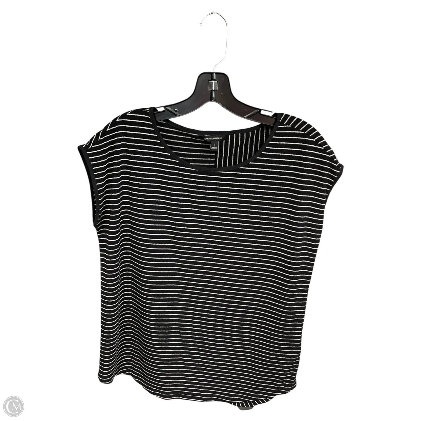Top Short Sleeve By Banana Republic In Black & White, Size: S