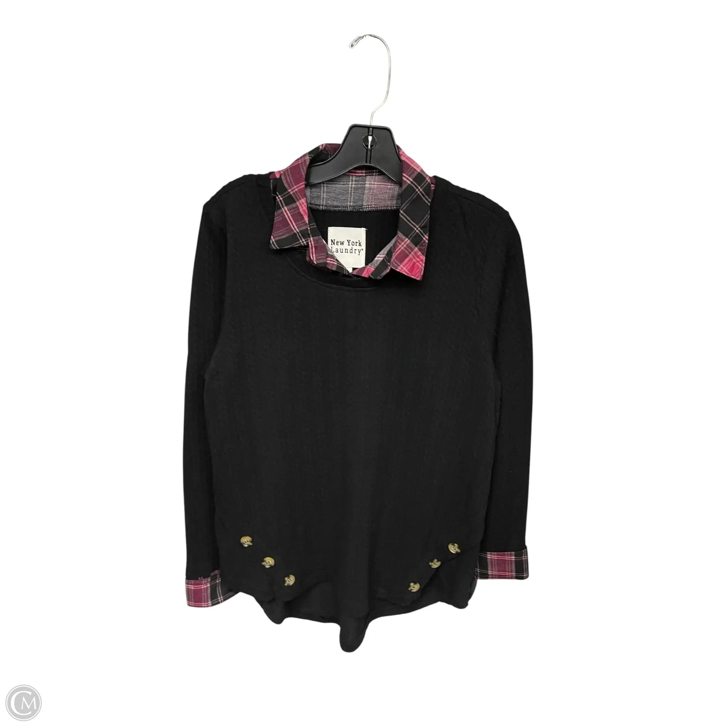 Sweater By New York Laundry In Black & Pink, Size: L