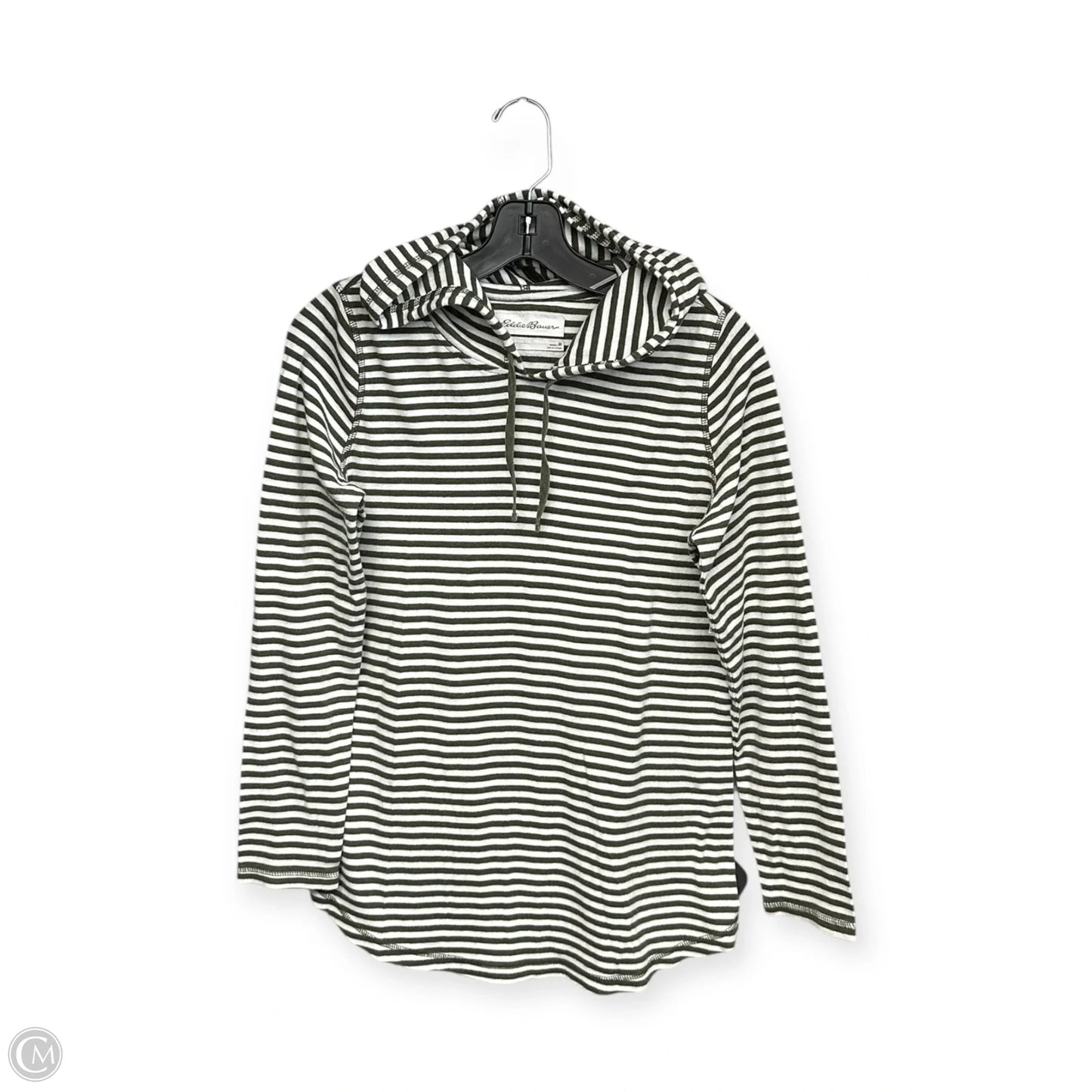 Top Long Sleeve By Eddie Bauer In Green & White, Size: M