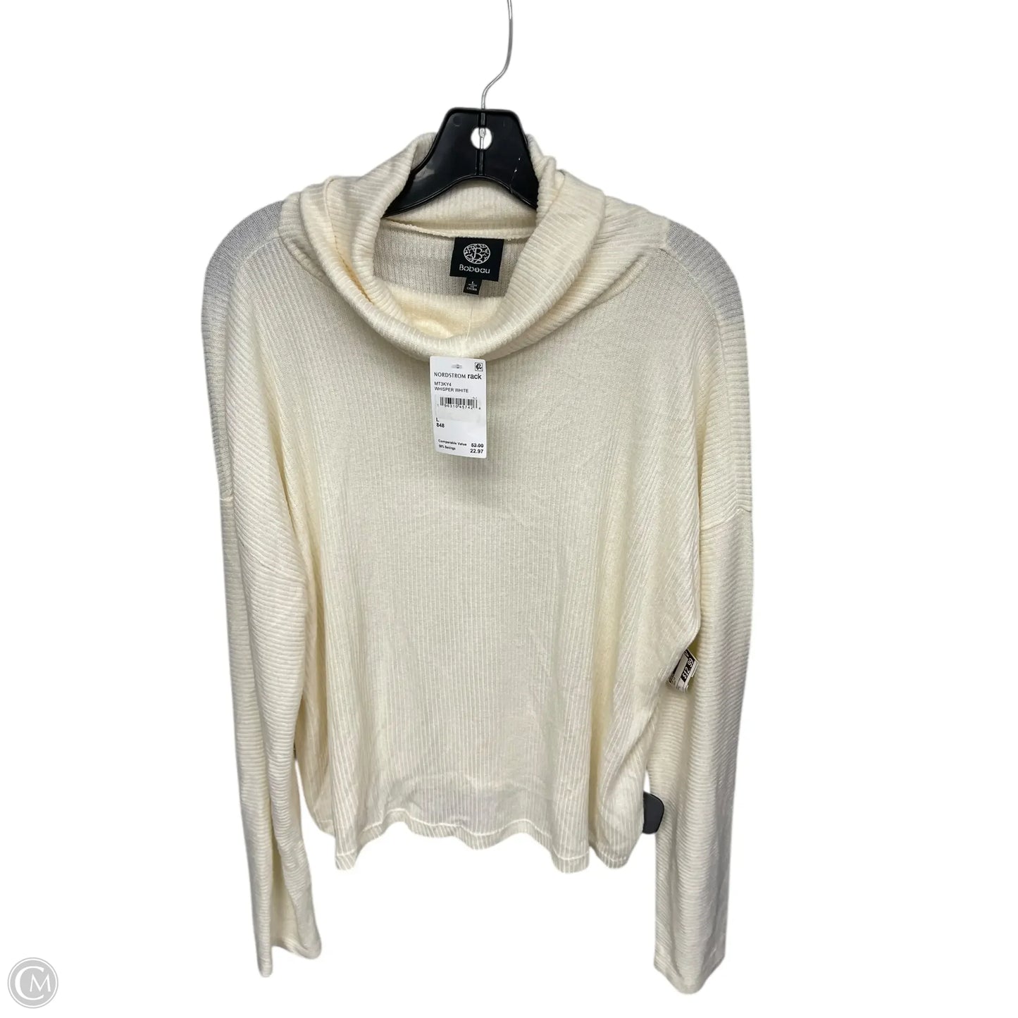 Top Long Sleeve By Bobeau In Cream, Size: L