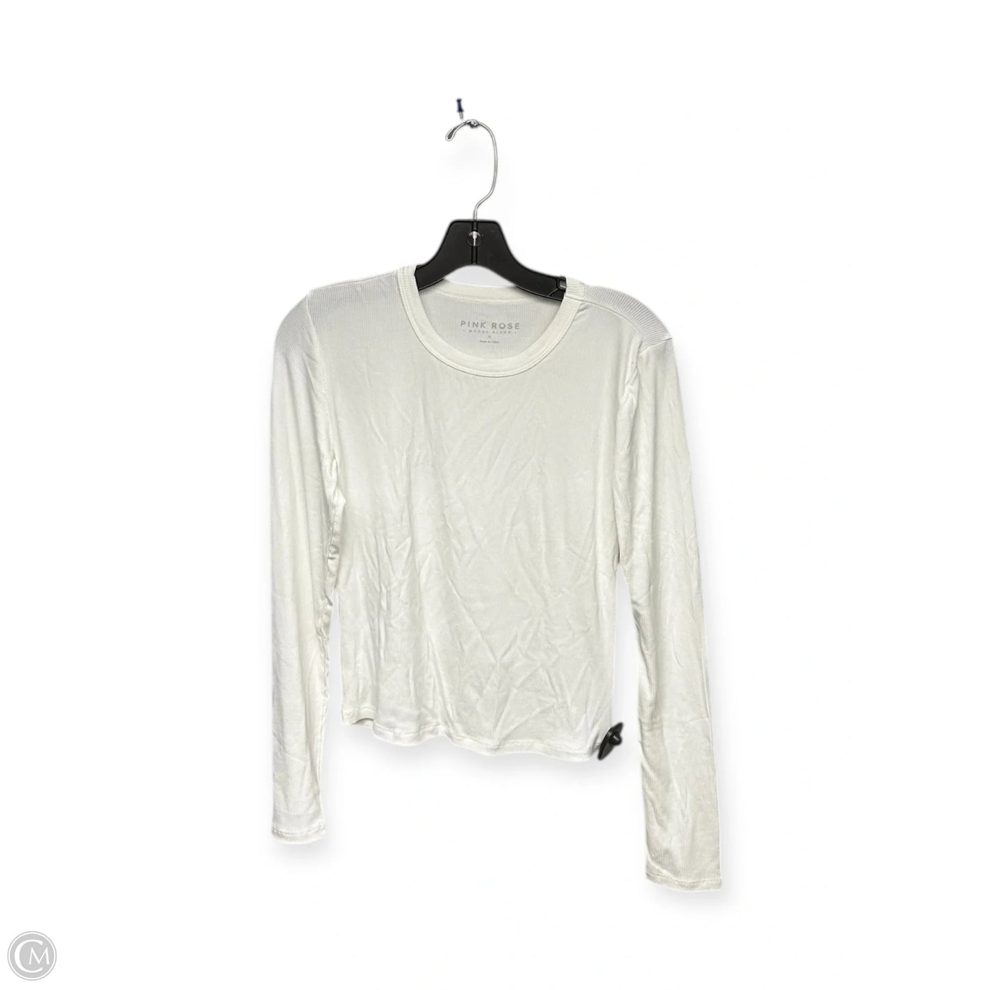 Top Long Sleeve Basic By Pink Rose In White, Size: M