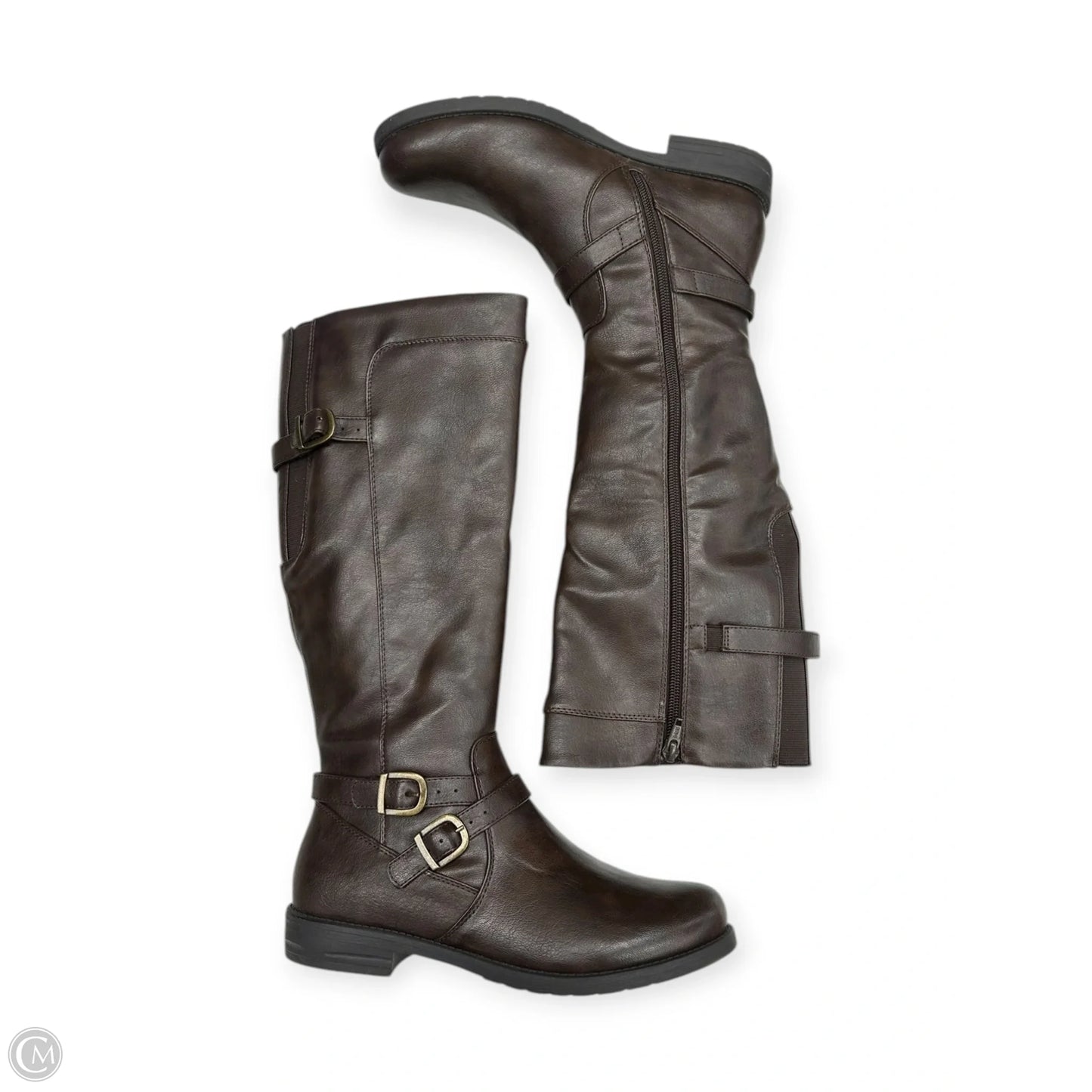 Boots Mid-calf Heels By Yuu Collection In Brown, Size: 7.5