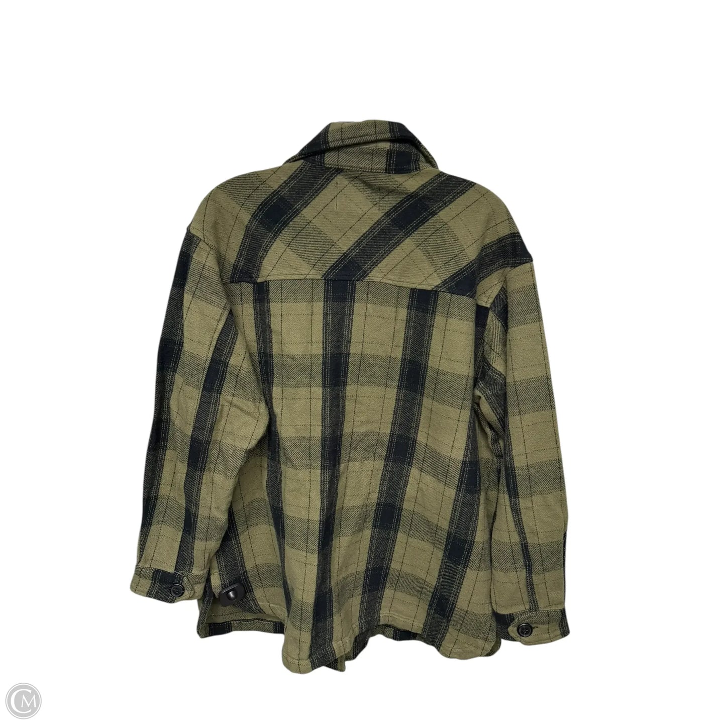 Jacket Shirt By Lucky Brand In Black & Green, Size: M