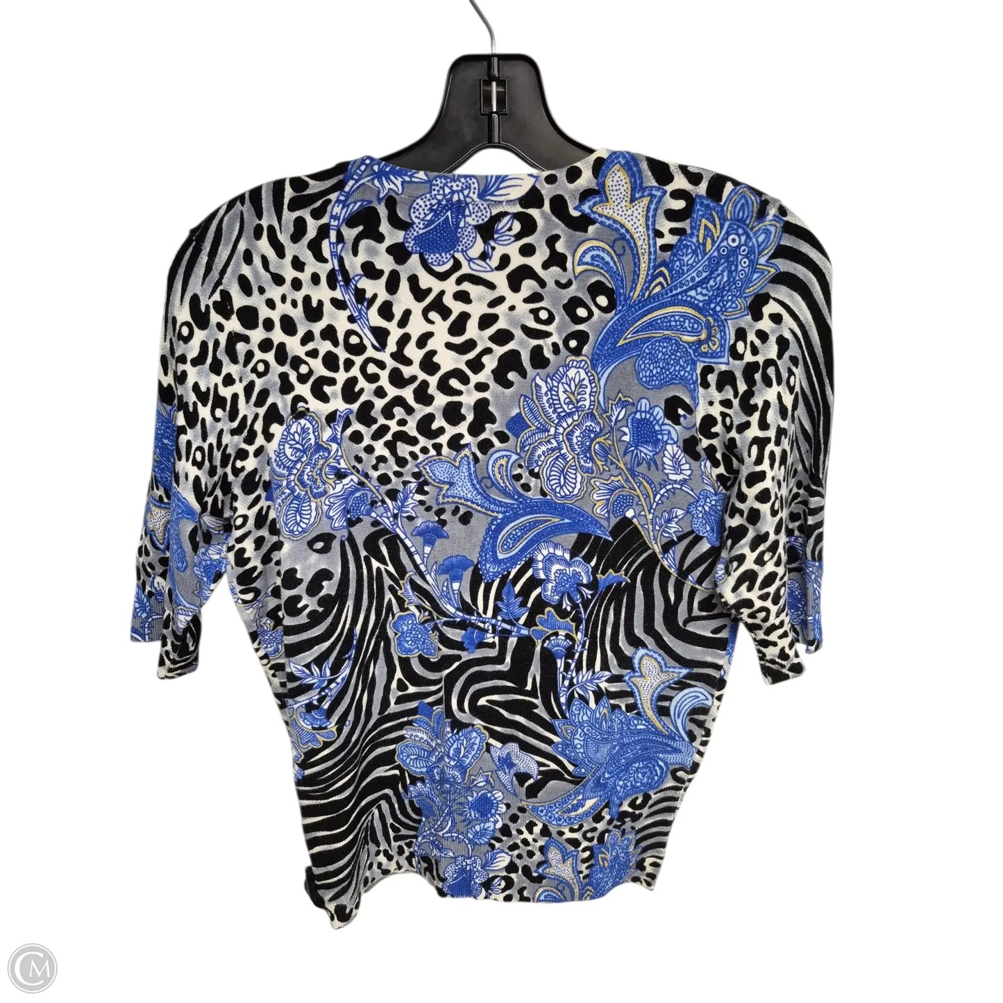 Top Short Sleeve By Cache In Blue & White, Size: L