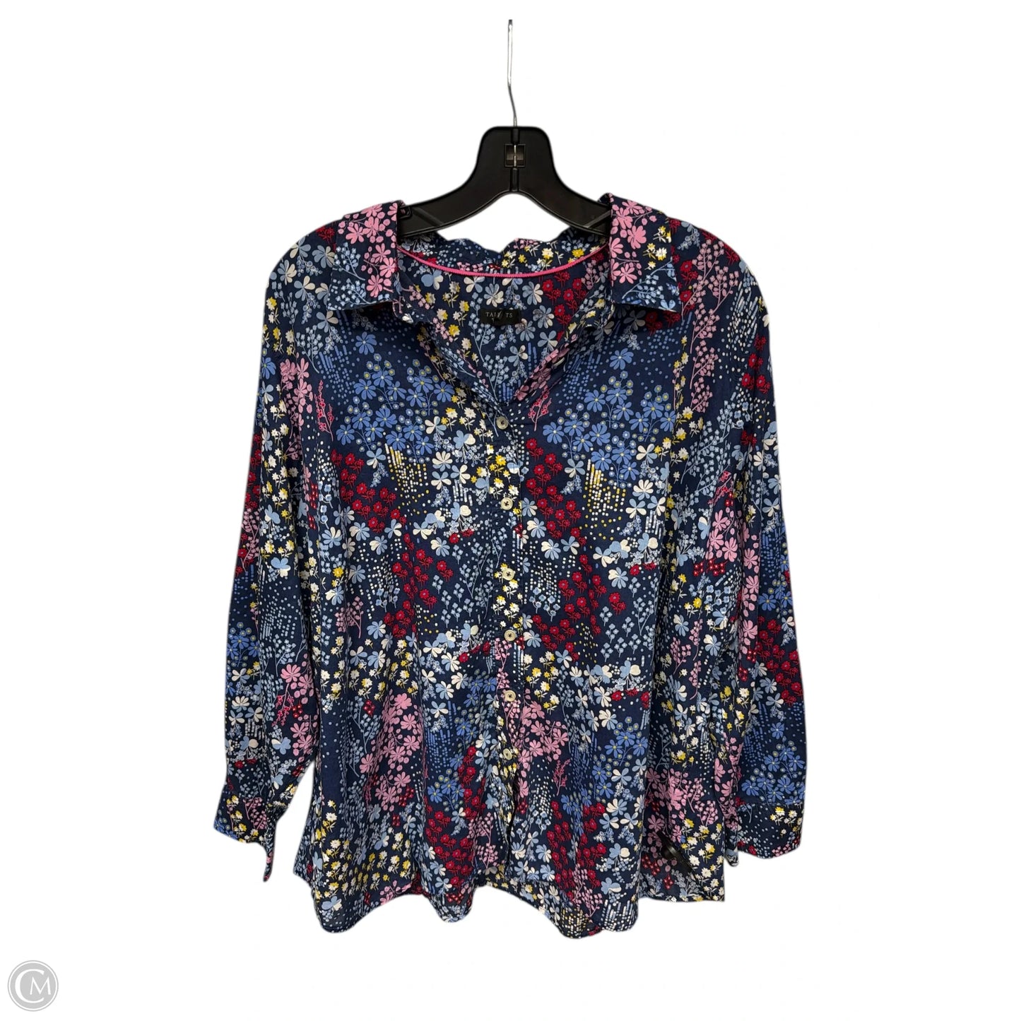 Top Long Sleeve By Talbots In Blue & Pink, Size: 3x