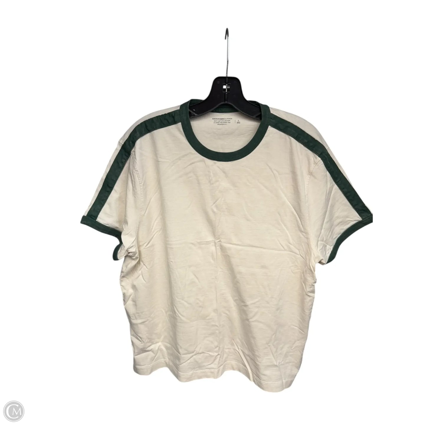 Top Short Sleeve By Abercrombie And Fitch In Cream & Green, Size: L