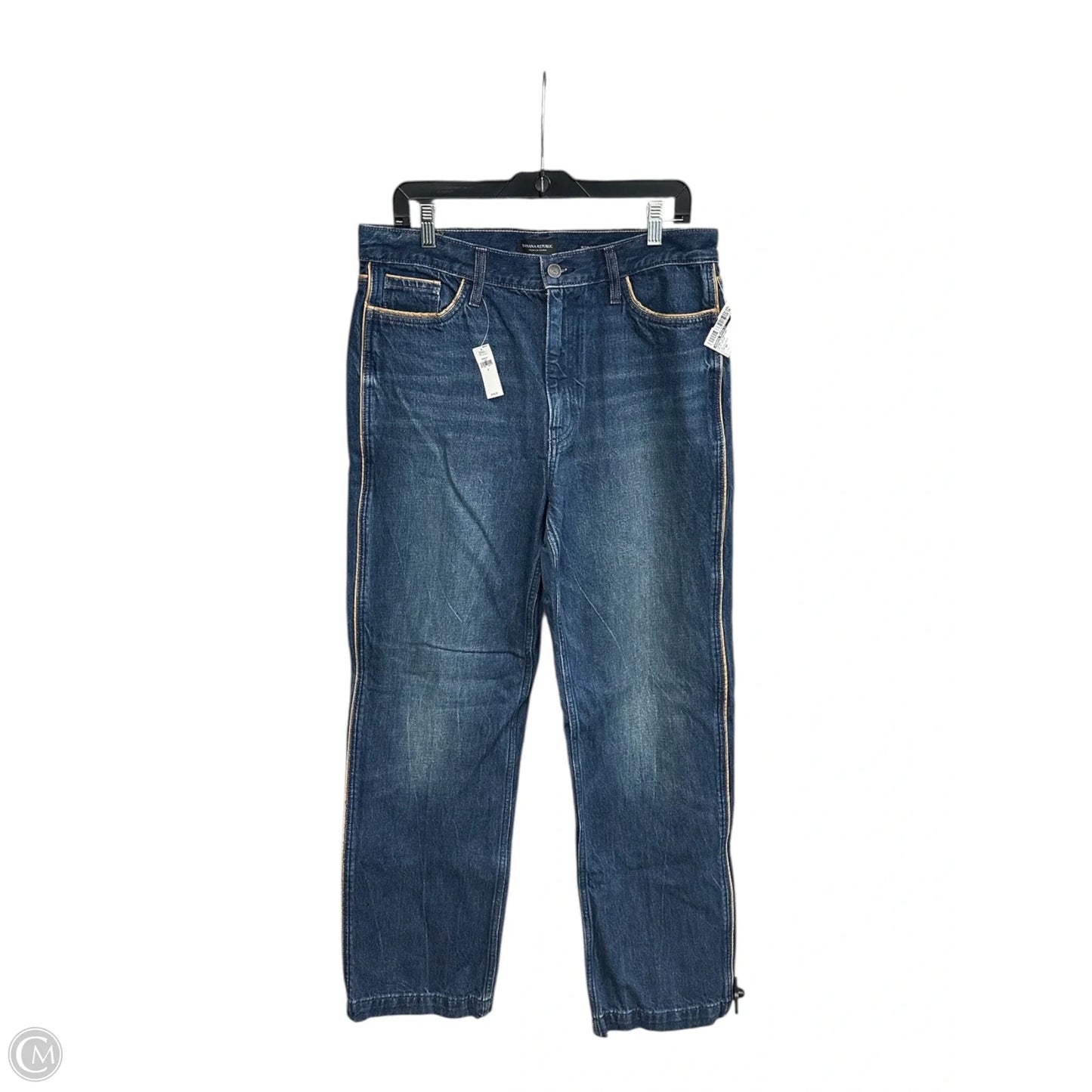 Jeans Straight By Banana Republic In Blue Denim, Size: 12