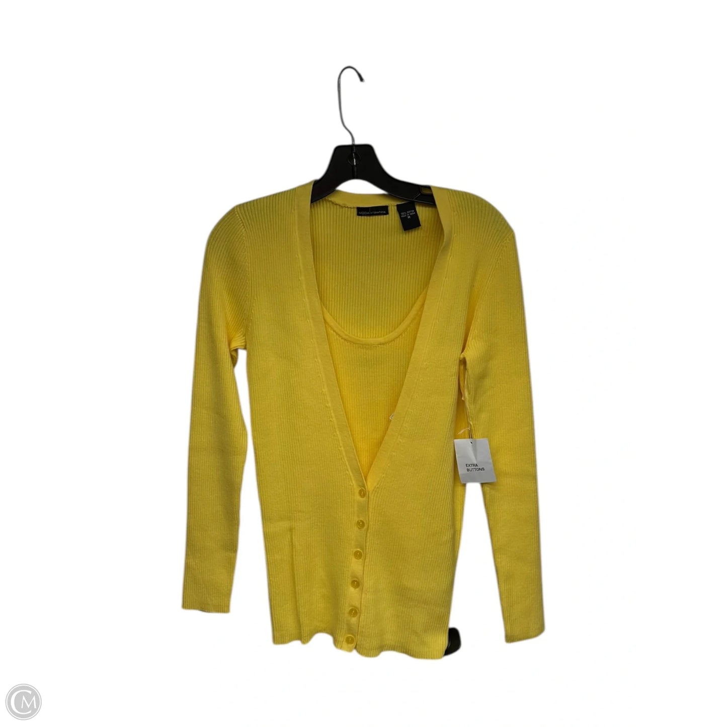 Top 2pc Long Sleeve By Moda Intl In Yellow, Size: M