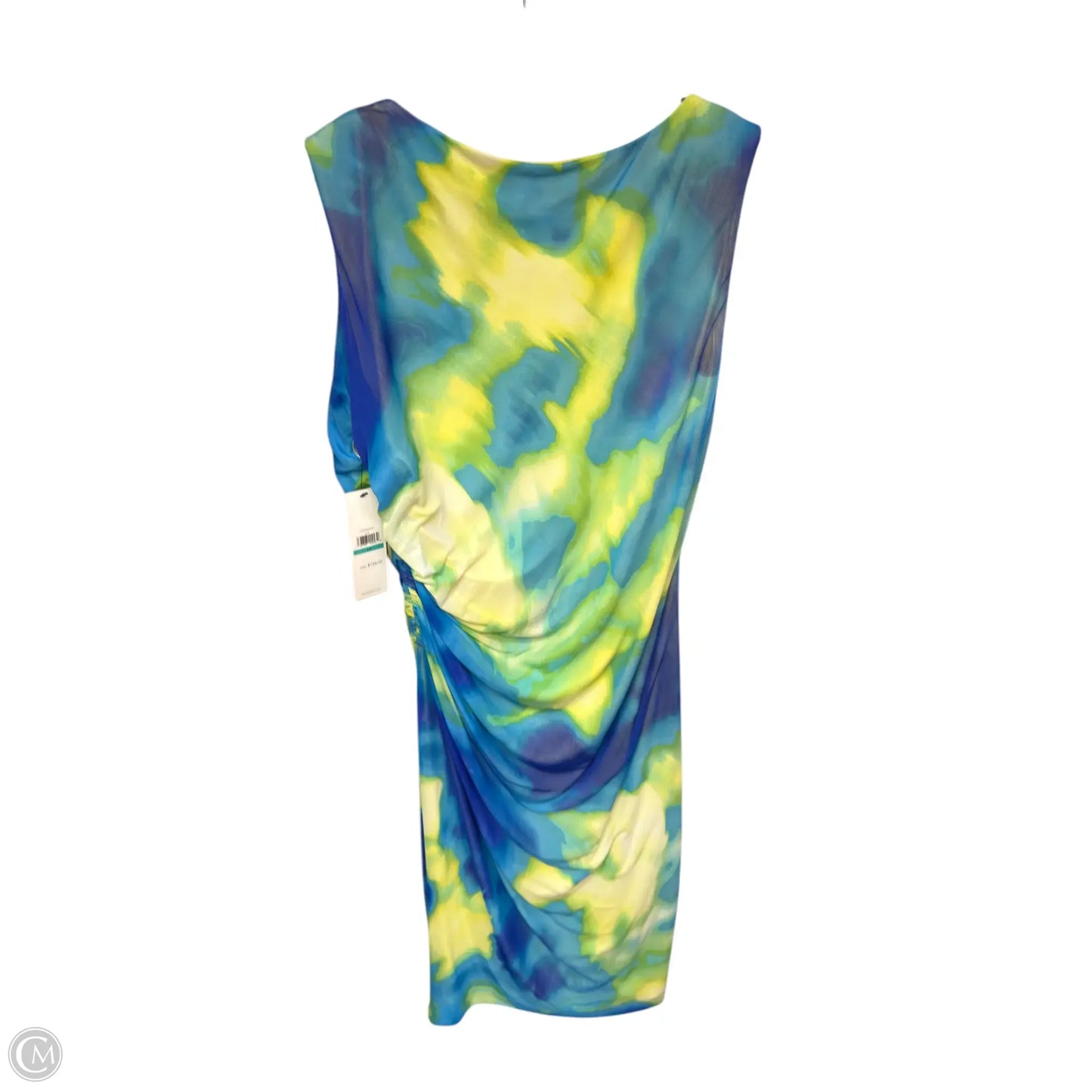 Dress Party Midi By Calvin Klein In Blue & Yellow, Size: 16