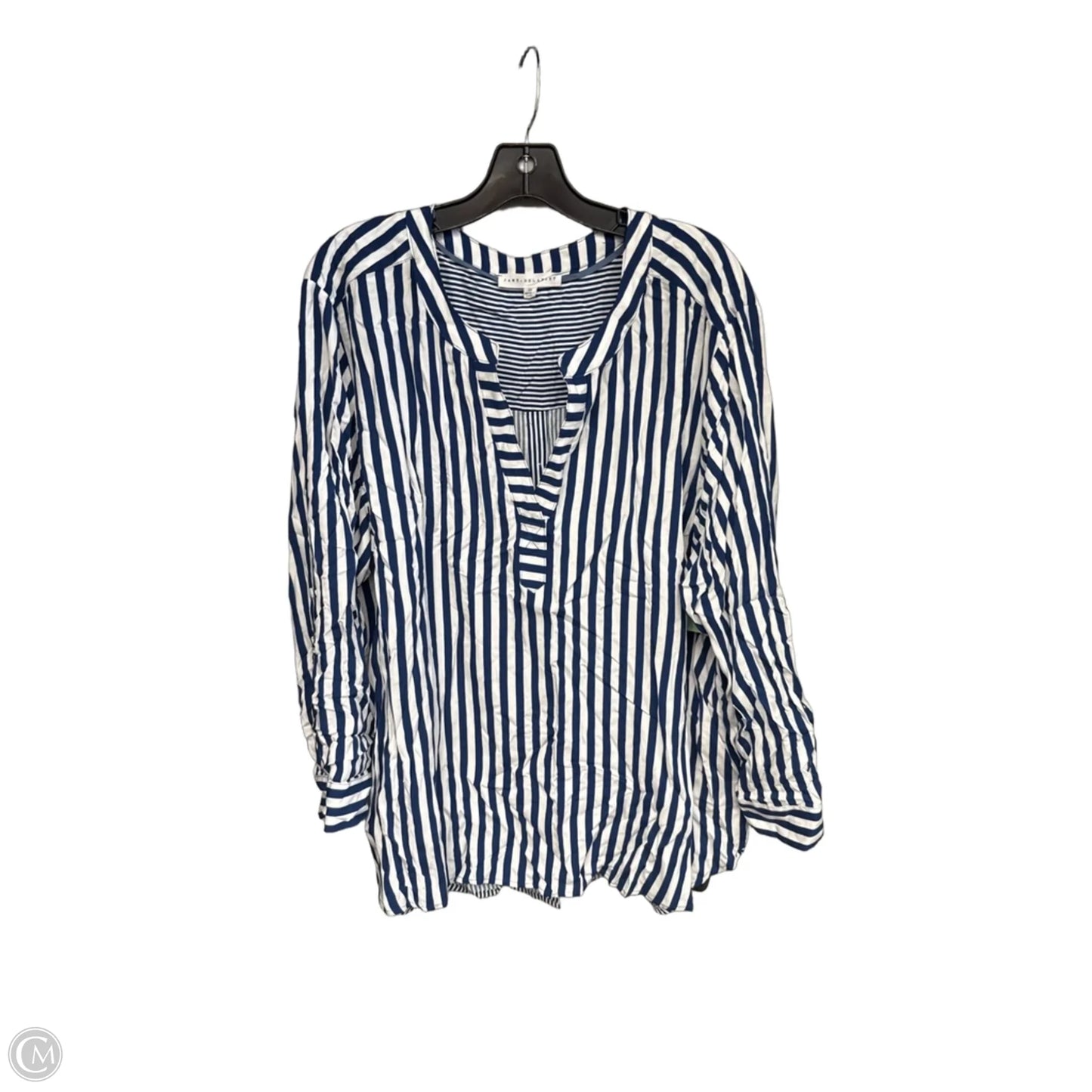 Top Long Sleeve By Jane And Delancey In Blue & White, Size: 2x