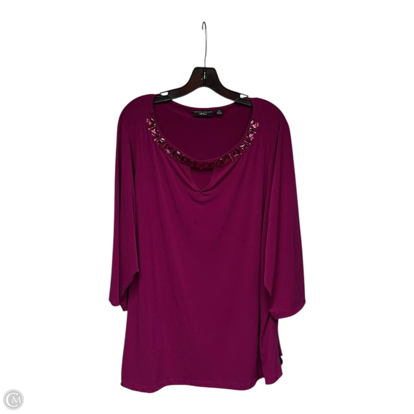 Top 3/4 Sleeve By Susan Graver In Rainbow Print, Size: 3x