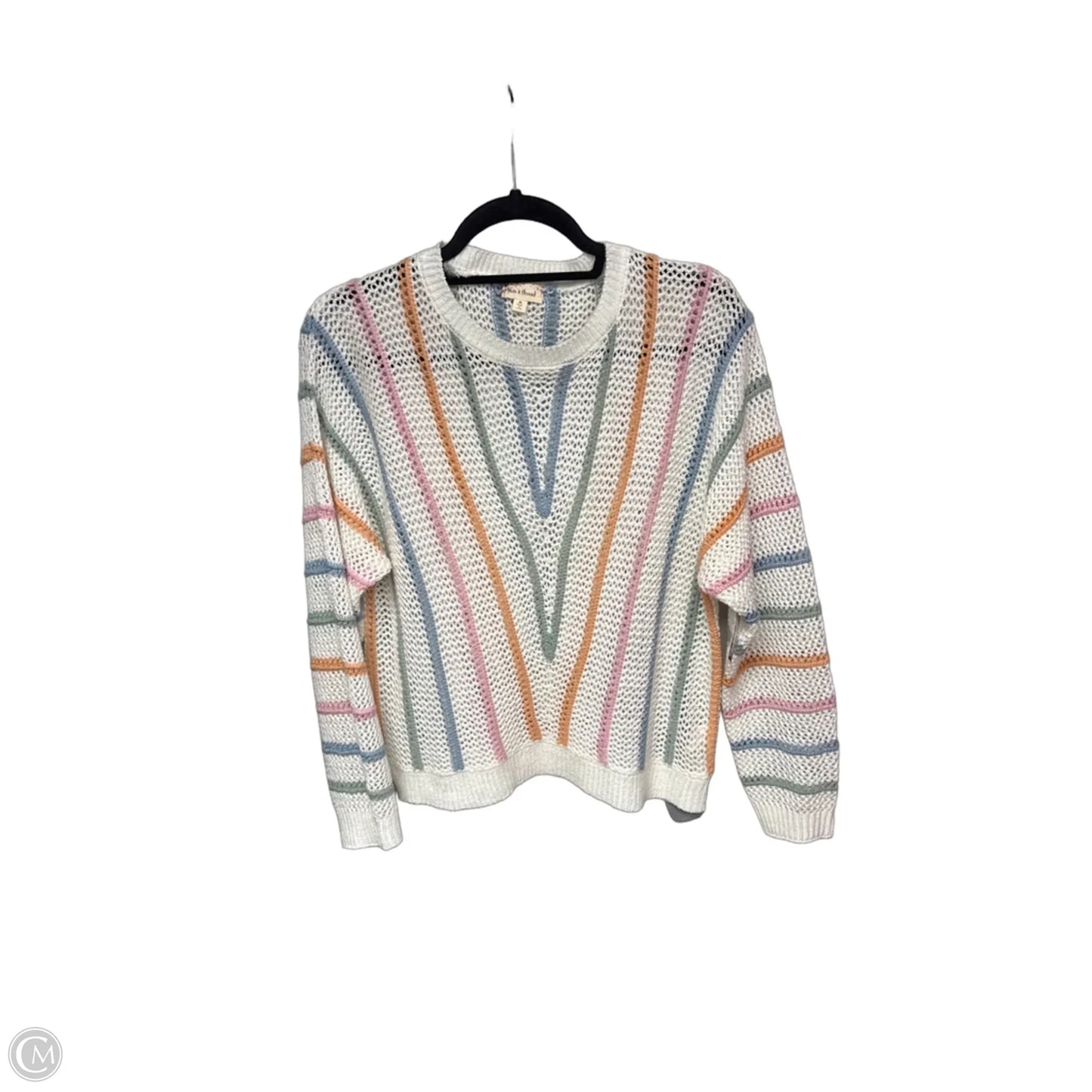 Sweater By Hem & Thread In White & Yellow, Size: M