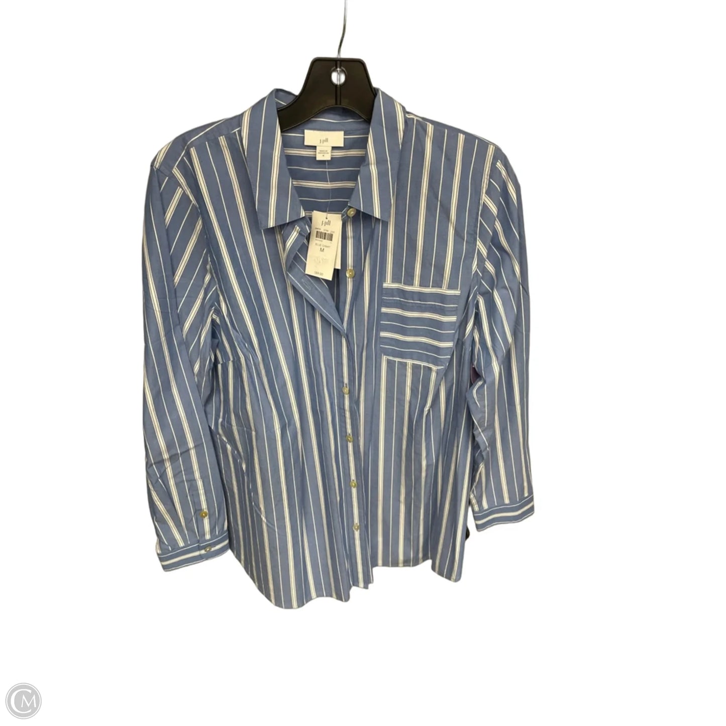 Top Long Sleeve By J. Jill In Blue & White, Size: M