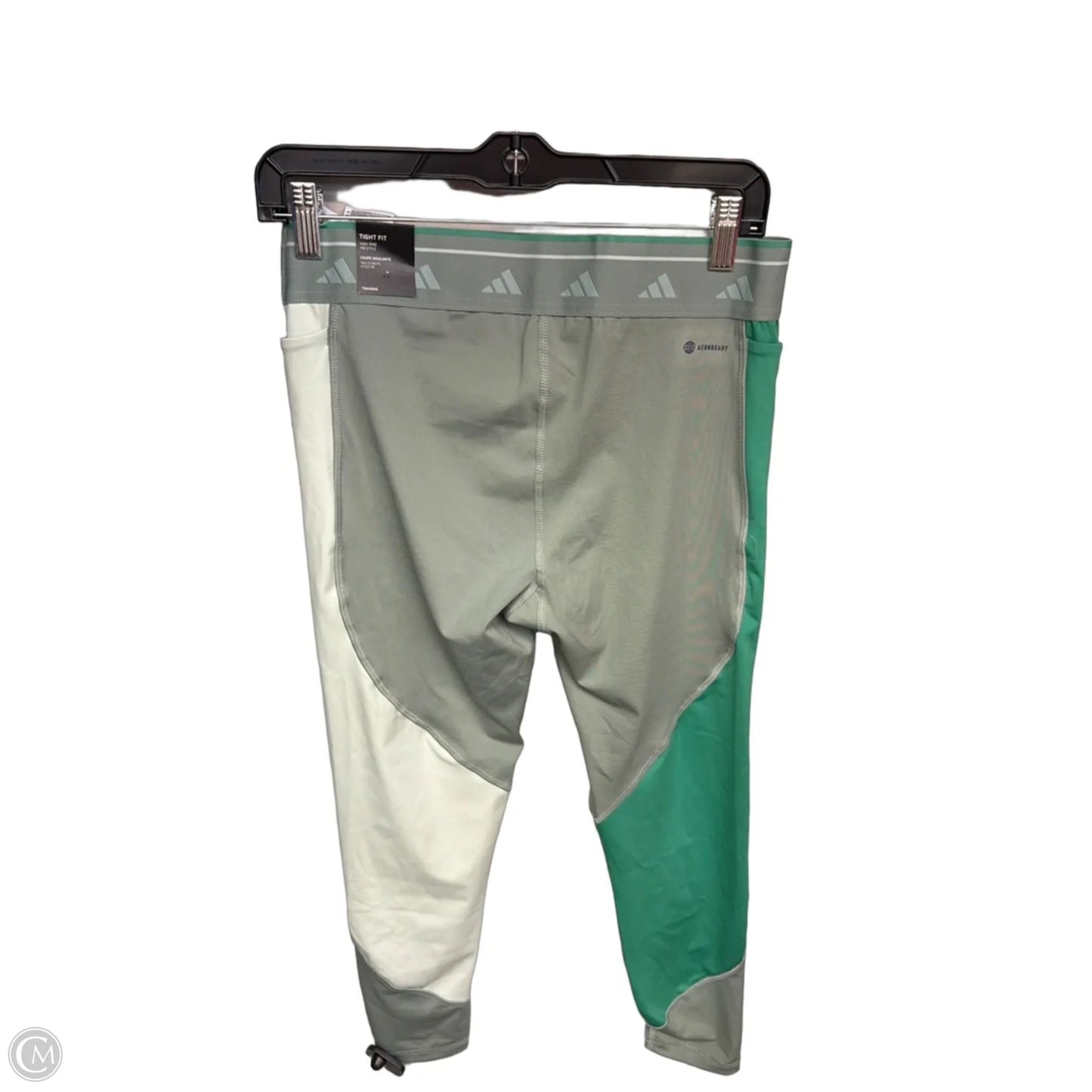 Athletic Leggings By Adidas In Green, Size: L