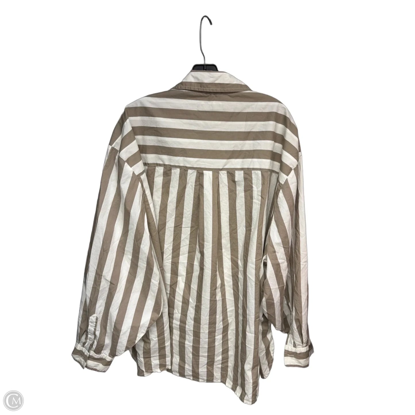 Top Long Sleeve By Aerie In Brown & Cream, Size: Xxl