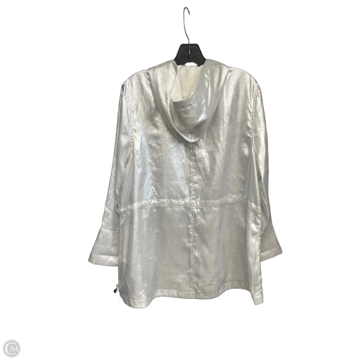 Jacket Windbreaker By Zenergy By Chicos In Silver, Size: L