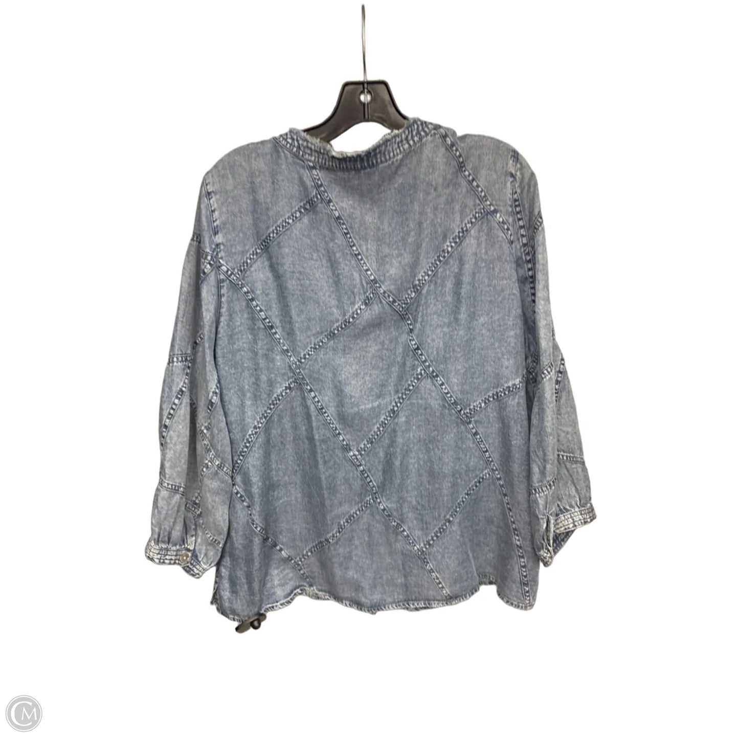 Top Long Sleeve By John Mark In Blue Denim, Size: L
