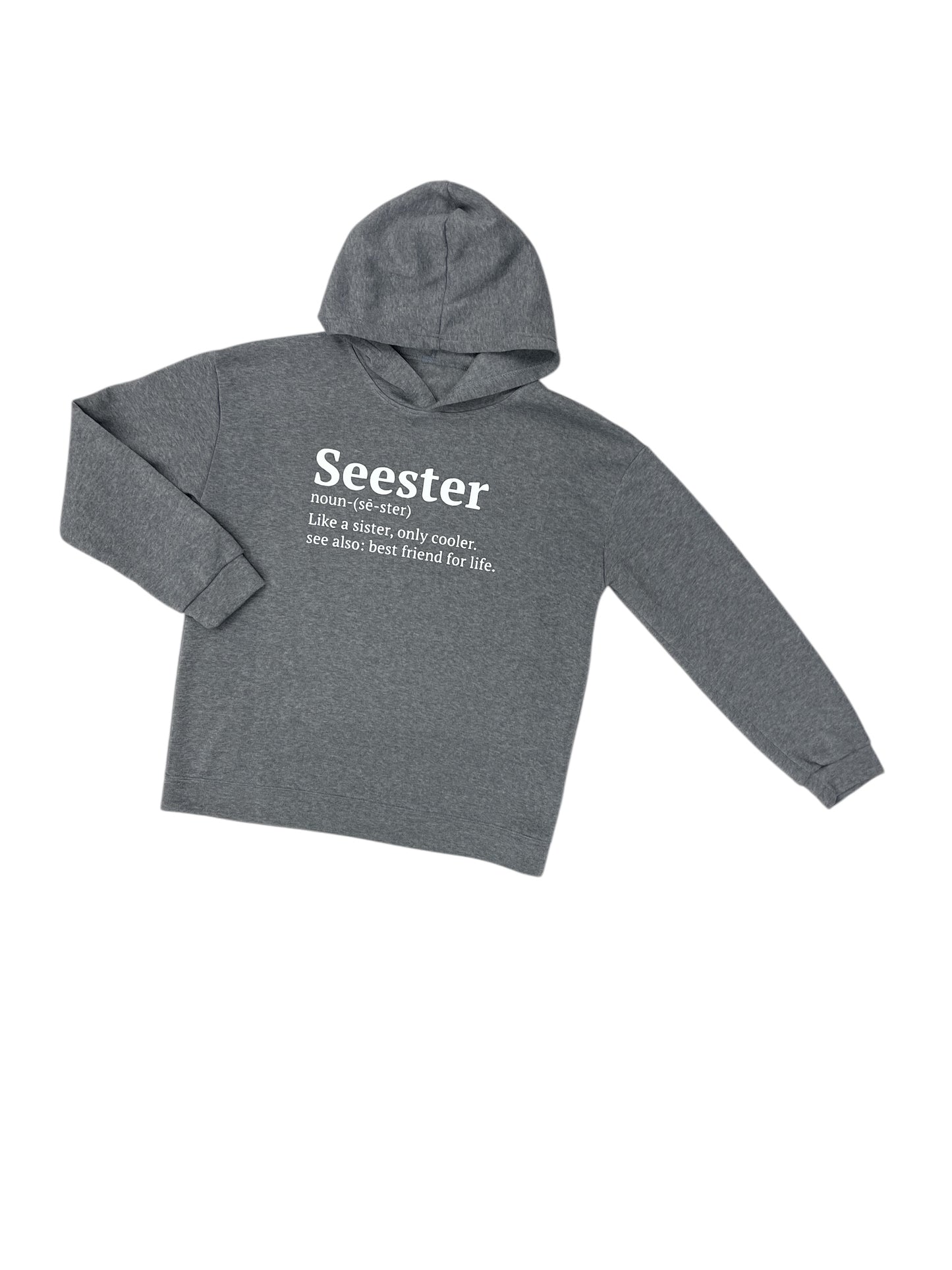 Sweatshirt Hoodie By Clothes Mentor In Grey & White, Size: Xl