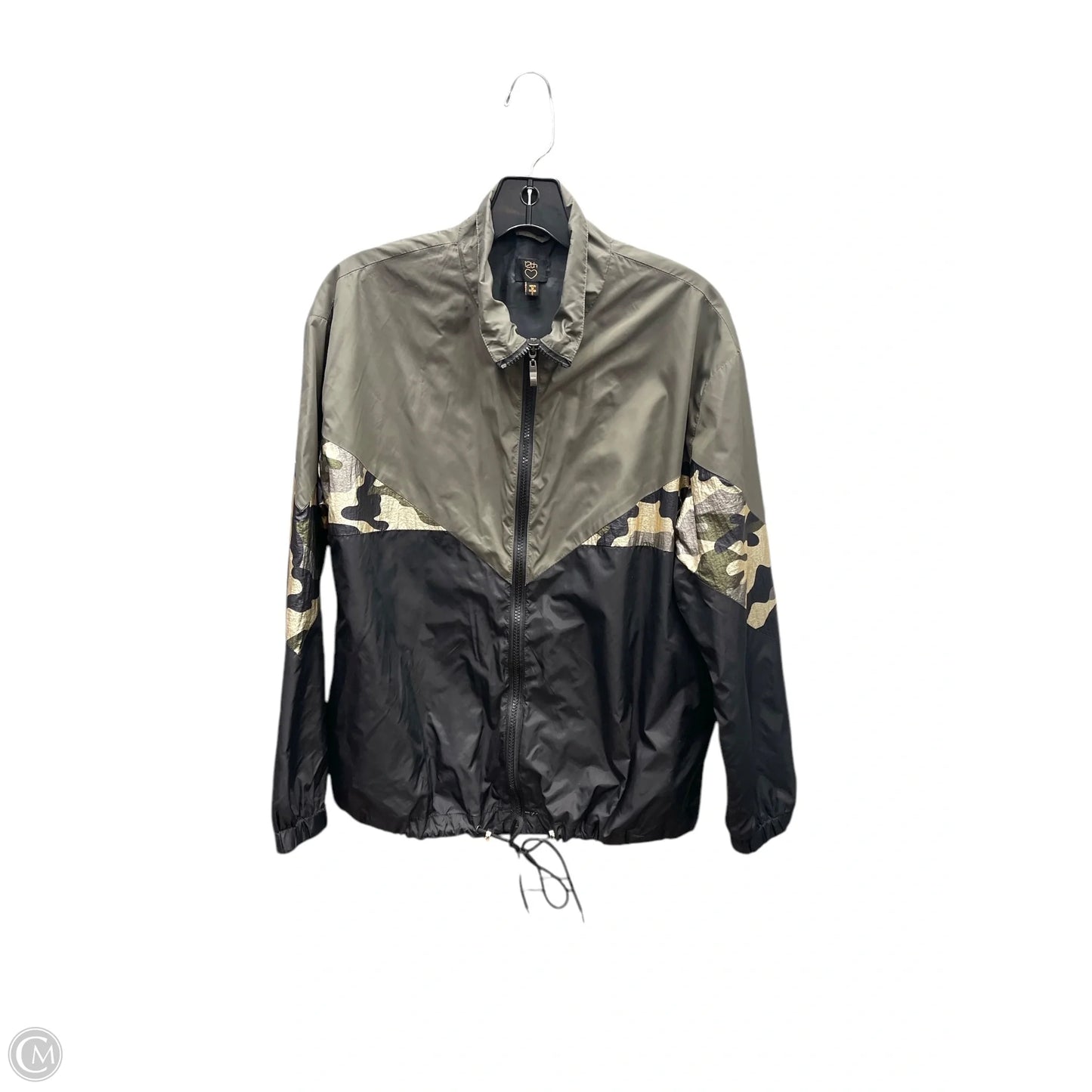 Jacket Windbreaker By 12th In Black & Green, Size: S