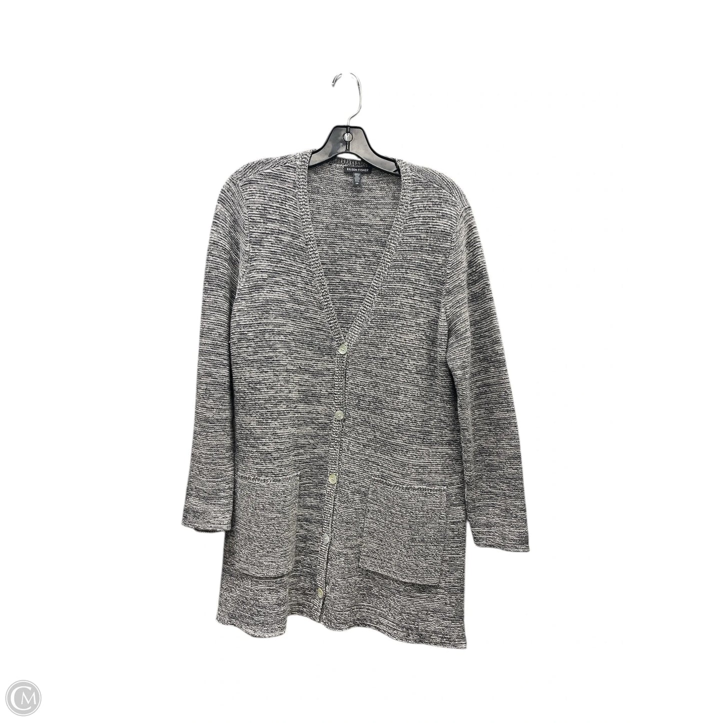 Sweater Cardigan By Eileen Fisher In Grey, Size: S
