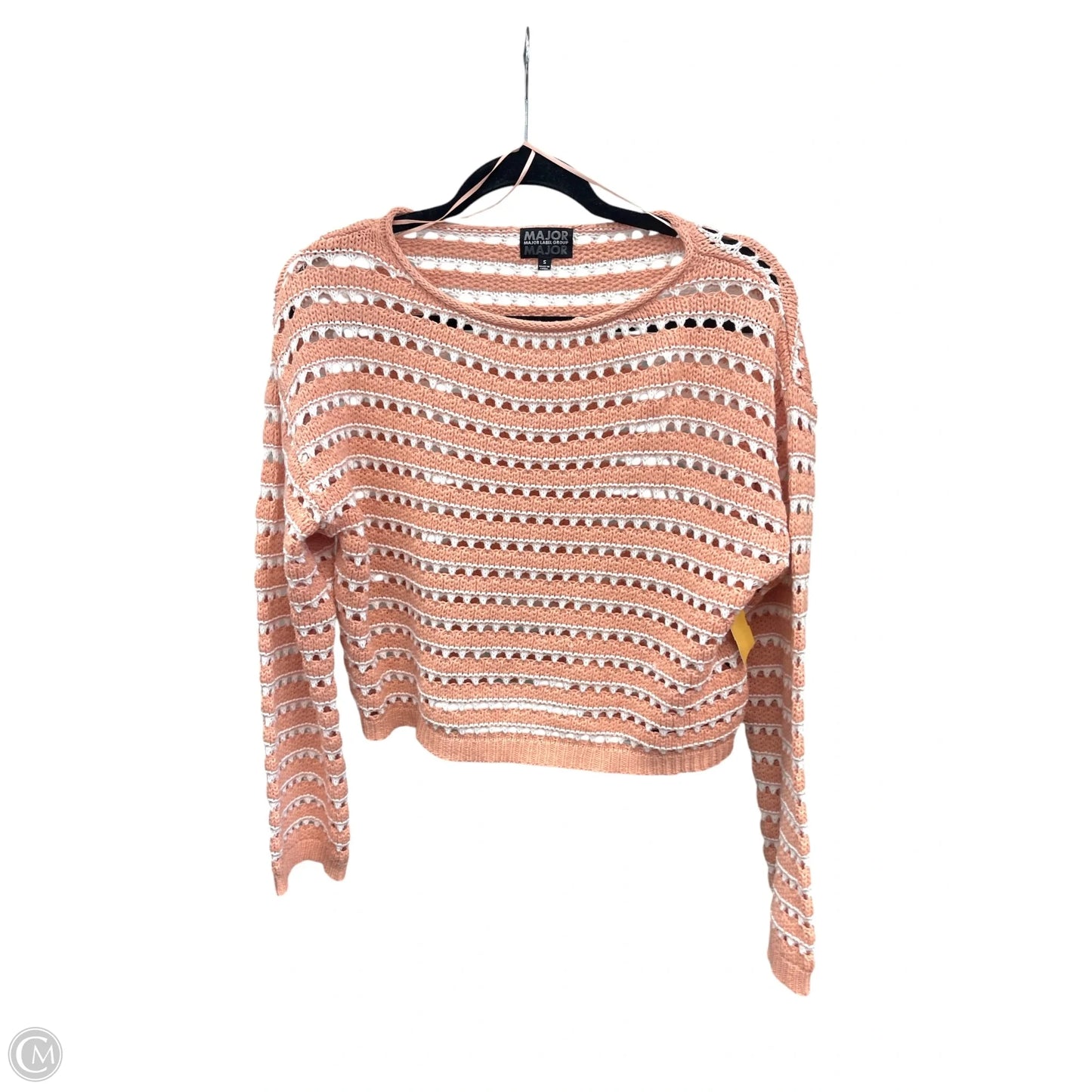 Top Long Sleeve By Clothes Mentor In Orange & White, Size: S