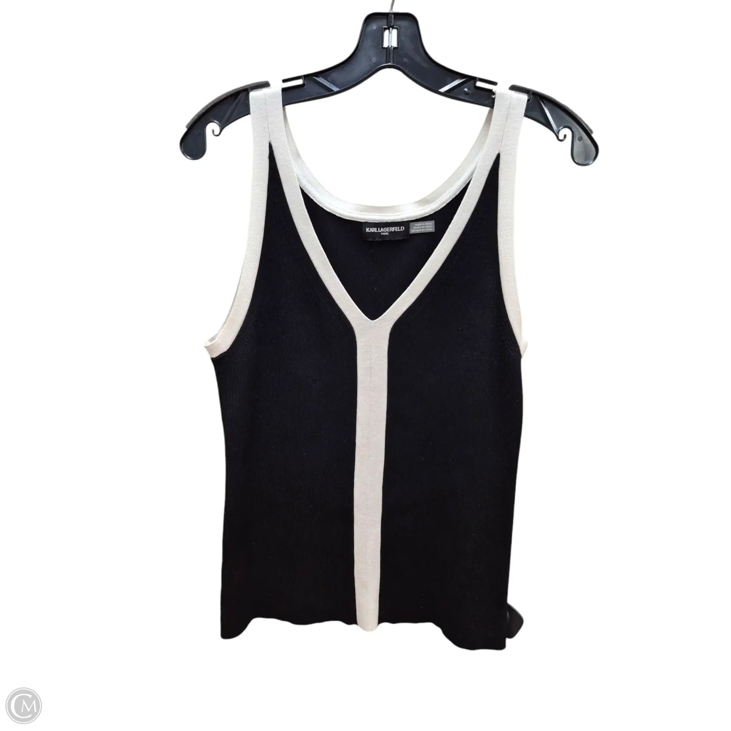 Top Sleeveless Designer By Karl Lagerfeld In Black & White, Size: L