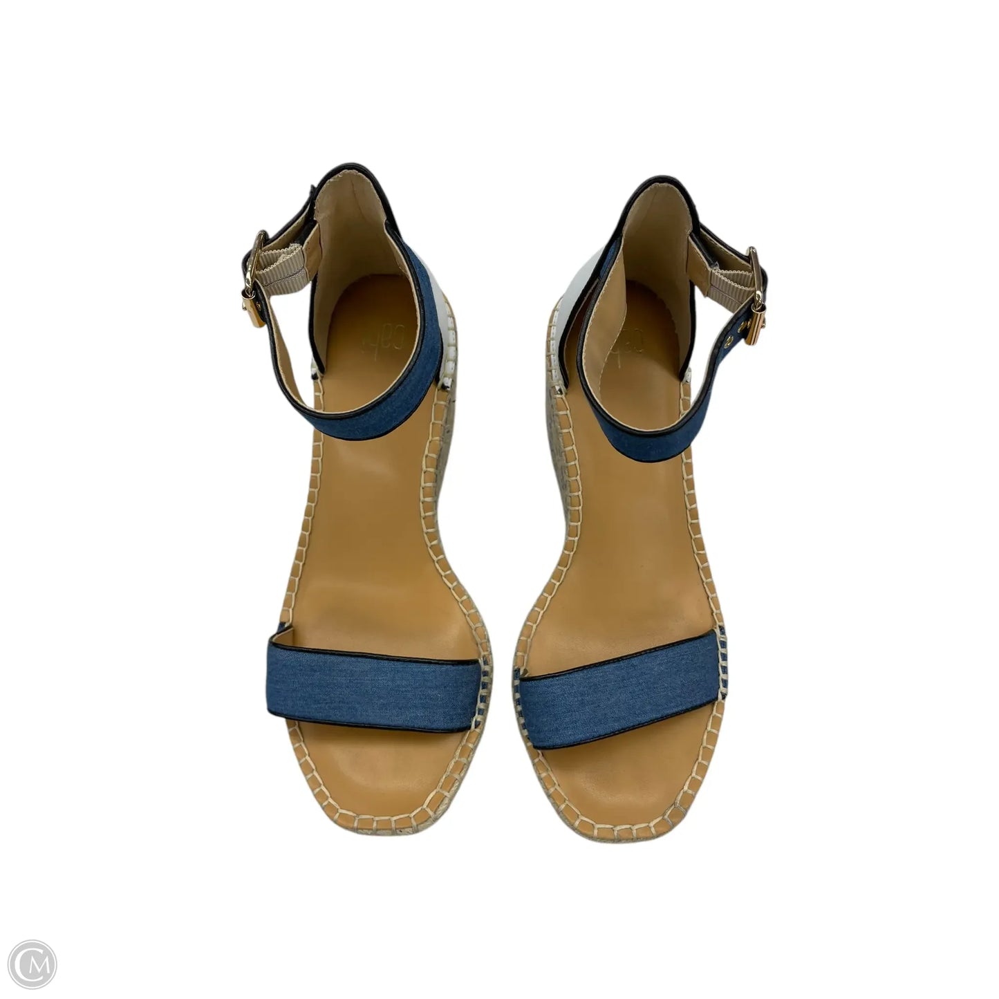 Sandals Heels Wedge By Cabi In Blue & White, Size: 9
